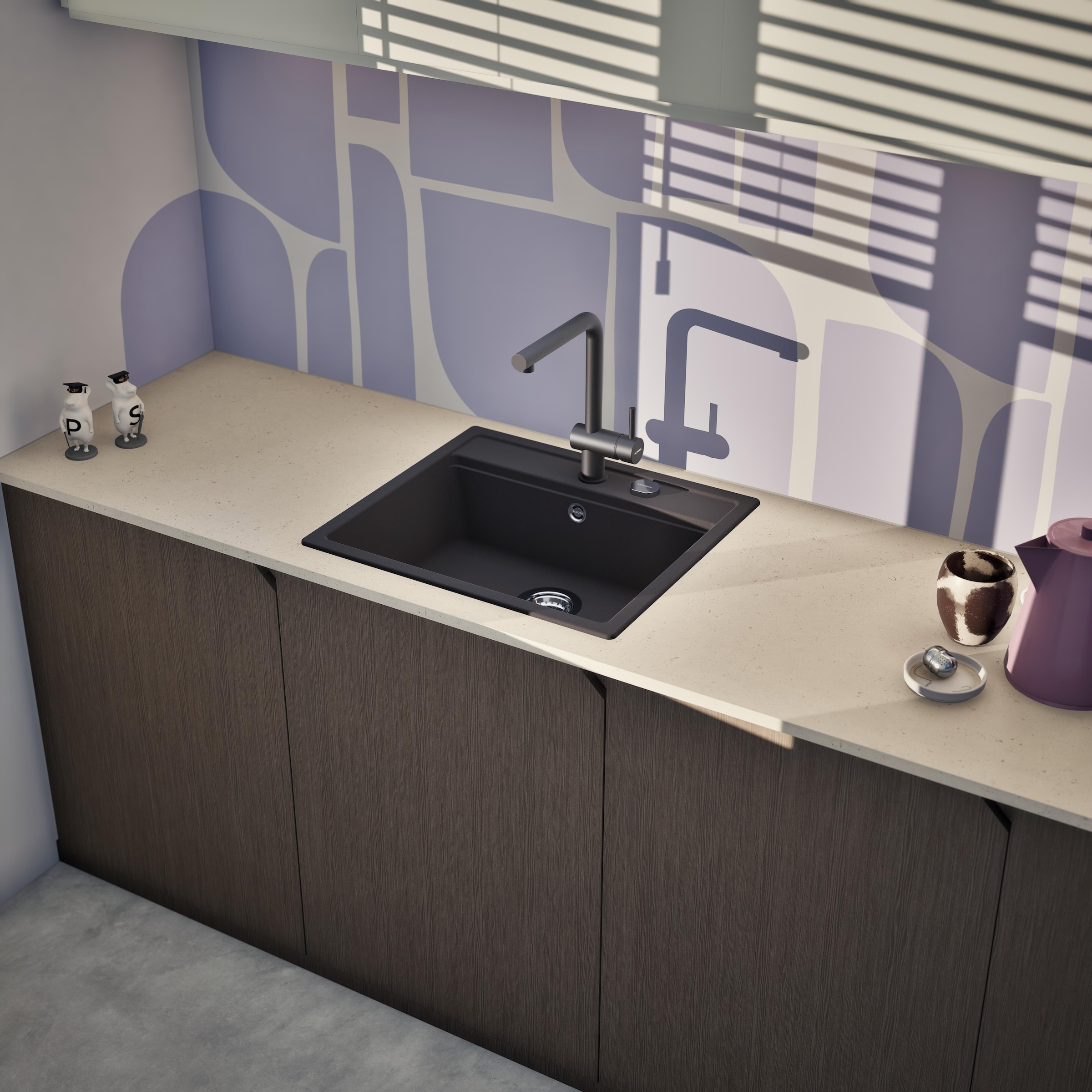 Schock Évier en granit »Nemo N-100 und Armatur Epos« Set, 2 cuis tlg. bestehend aus Spüle und Armatur