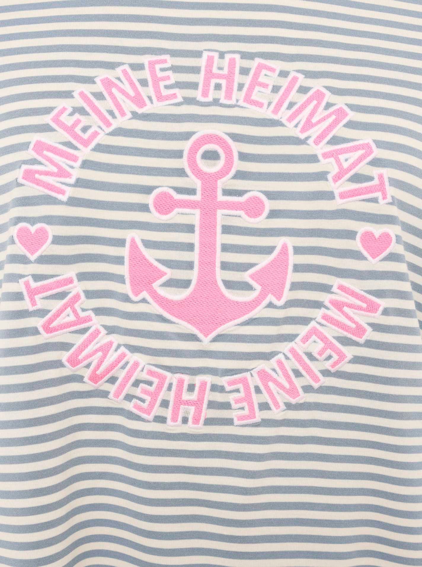 Zwillingsherz T-Shirt »"Heimat Anker"« gestreift, rundes Motiv mit Anker, Rundhals