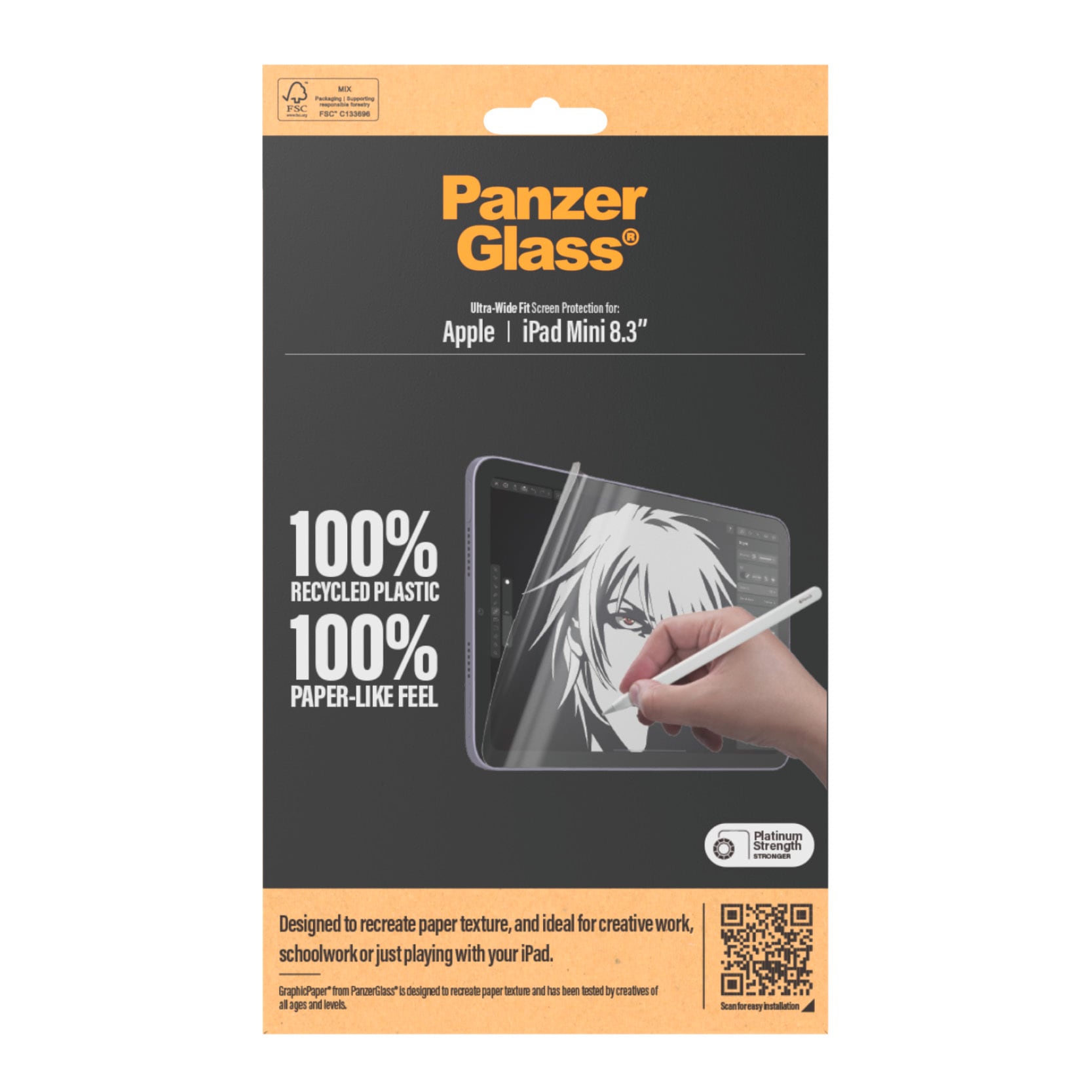 PanzerGlass Displayschutzfolie »Ultra-Wide Fit GraphicPaper Screen Protector«, für Apple iPad Mini 8.3, (1 St.), Papiertextur, Schutzfolie, Bildschirmschutz, kratz- & stossfest