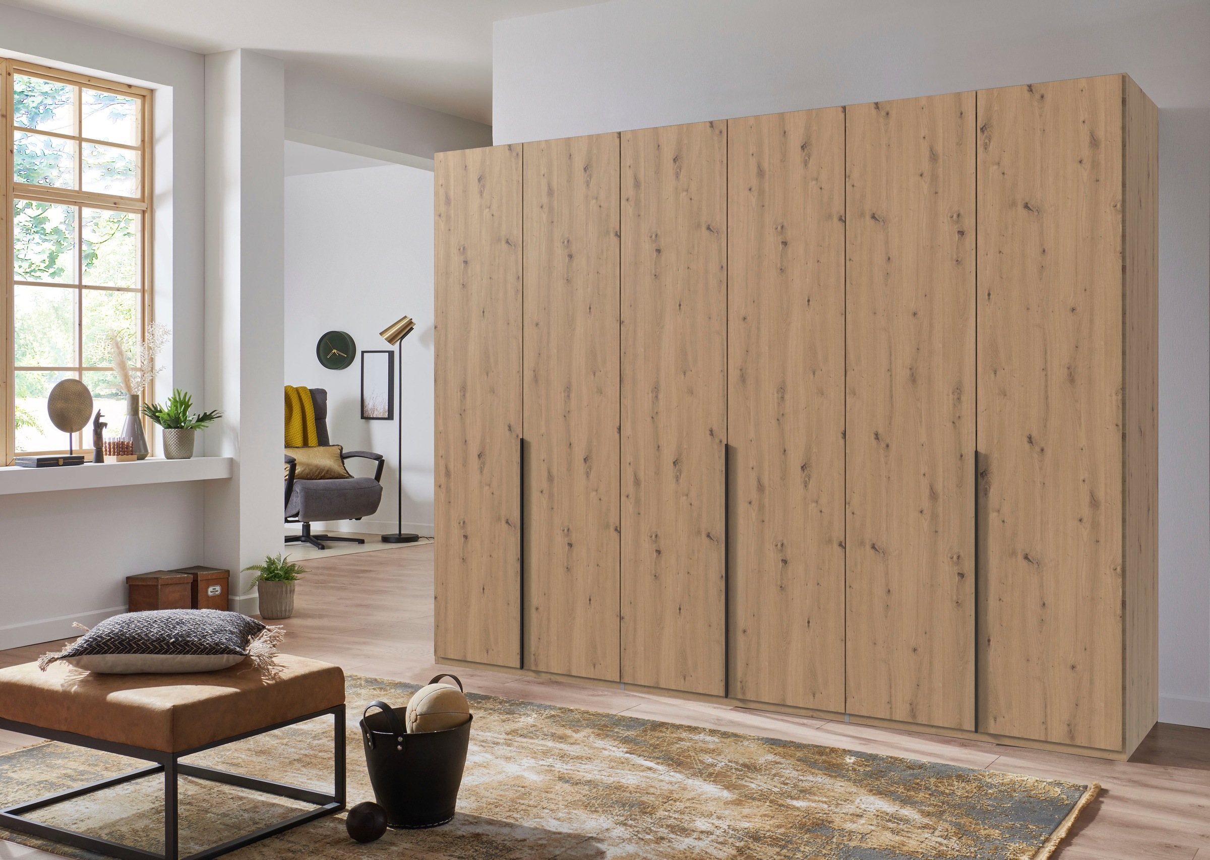 Wimex Kleiderschrank »Mugano, in 5 Breiten und 2 Höhen, Made in Germany«, (in Basic oder Premium Ausstattung mit 2 weiteren Einlegeböden), mit langen Griffstangen aus Metall, wahlweise mit oder ohne Spiegel