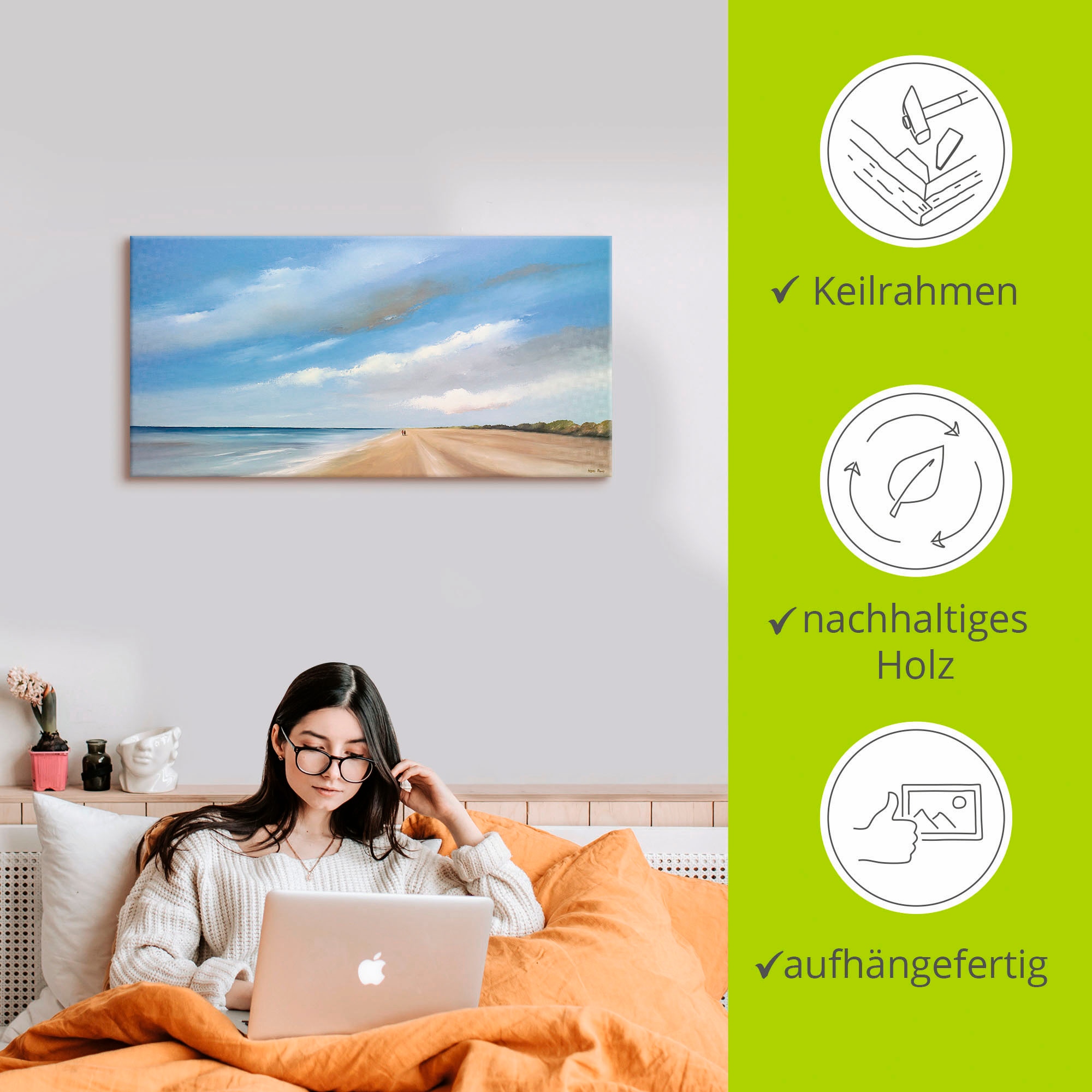 Artland Leinwandbild »Am Strand entlang III« Strand 1 Stk. tlg. auf Holzrahmen gespannt