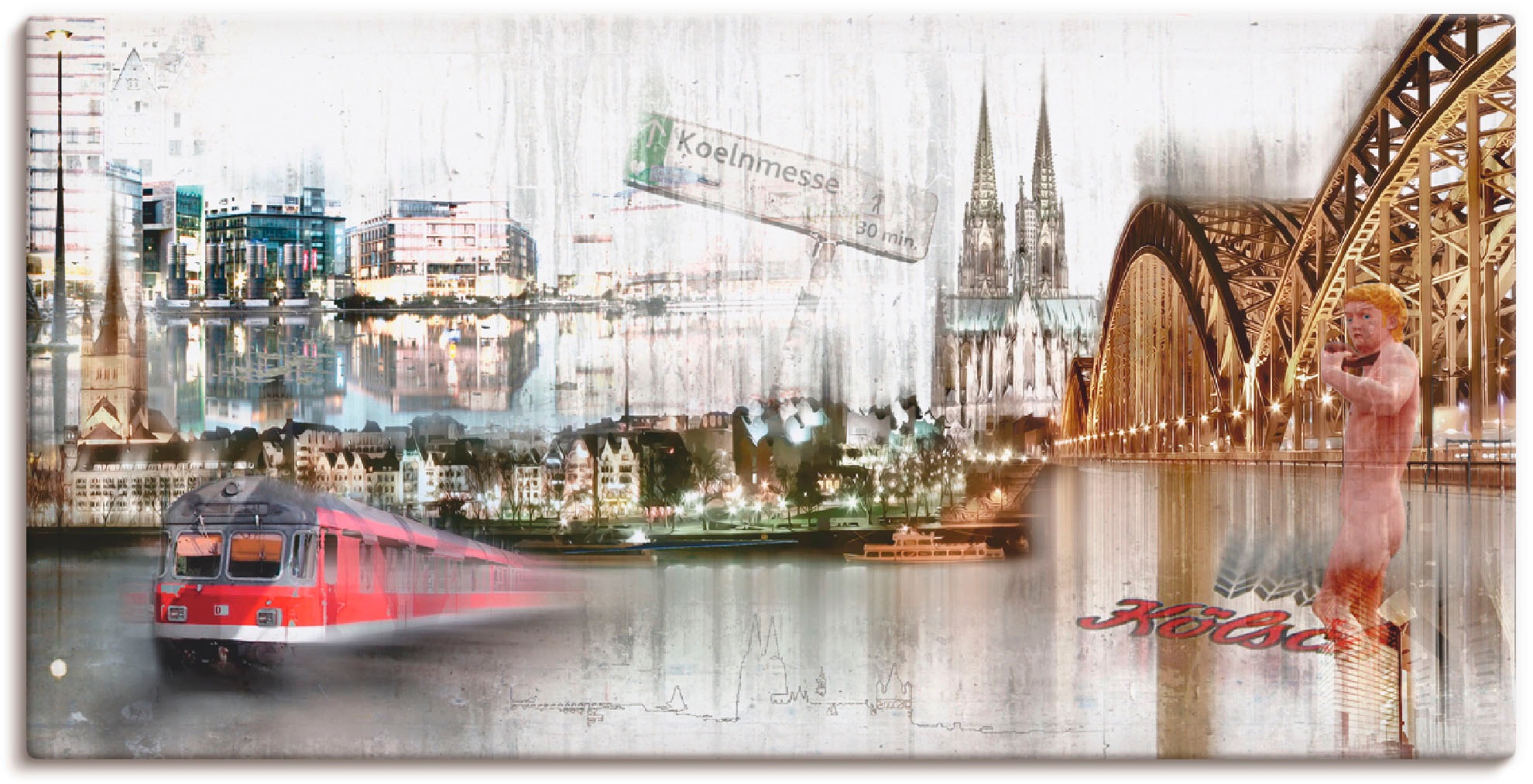 Image of Artland Wandbild »Köln Skyline Collage I«, Deutschland, (1 St.), in vielen Grössen & Produktarten -Leinwandbild, Poster, Wandaufkleber / Wandtattoo auch für Badezimmer geeignet bei Ackermann Versand Schweiz