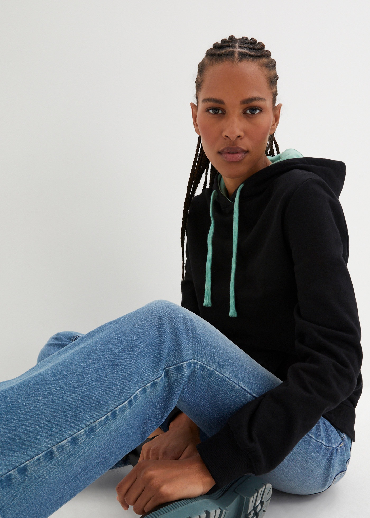 bonprix Hoodie , mit Stehkragen, Oversize Passform, aus Baumwolle
