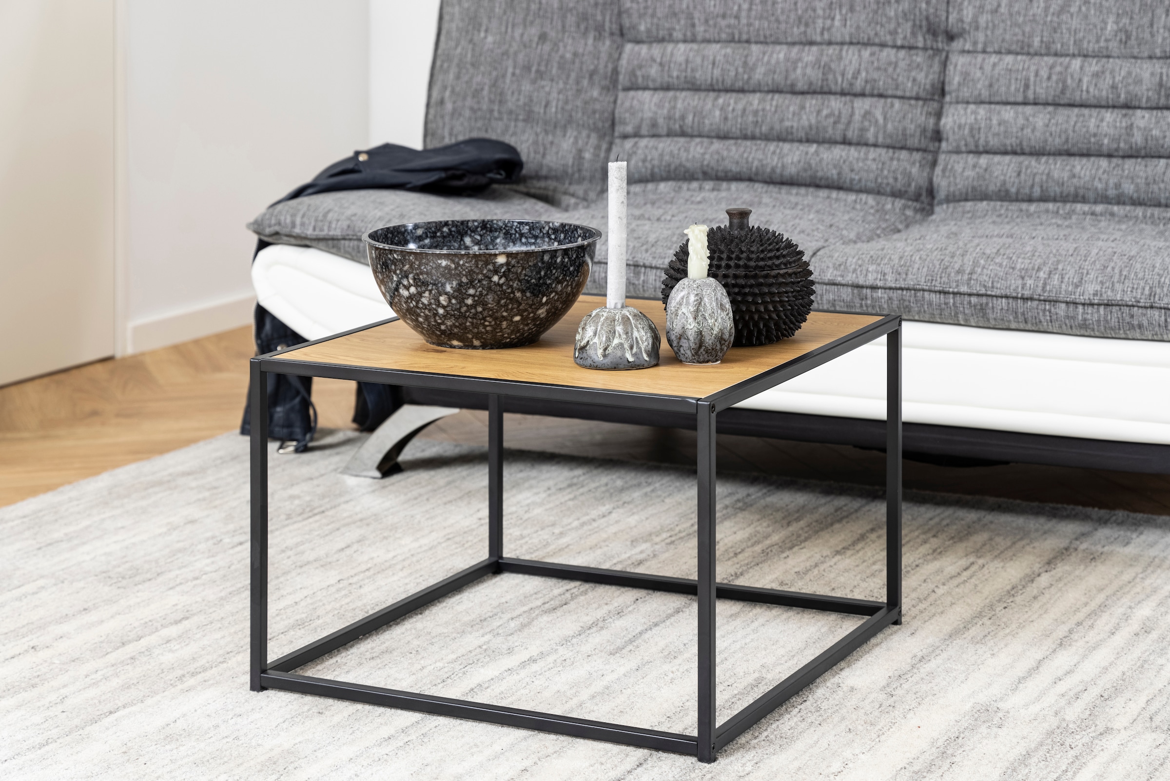 ACTONA GROUP Couchtisch Metallgestell im modernen Industrie-Look, quadratisch, Breite 60 cm