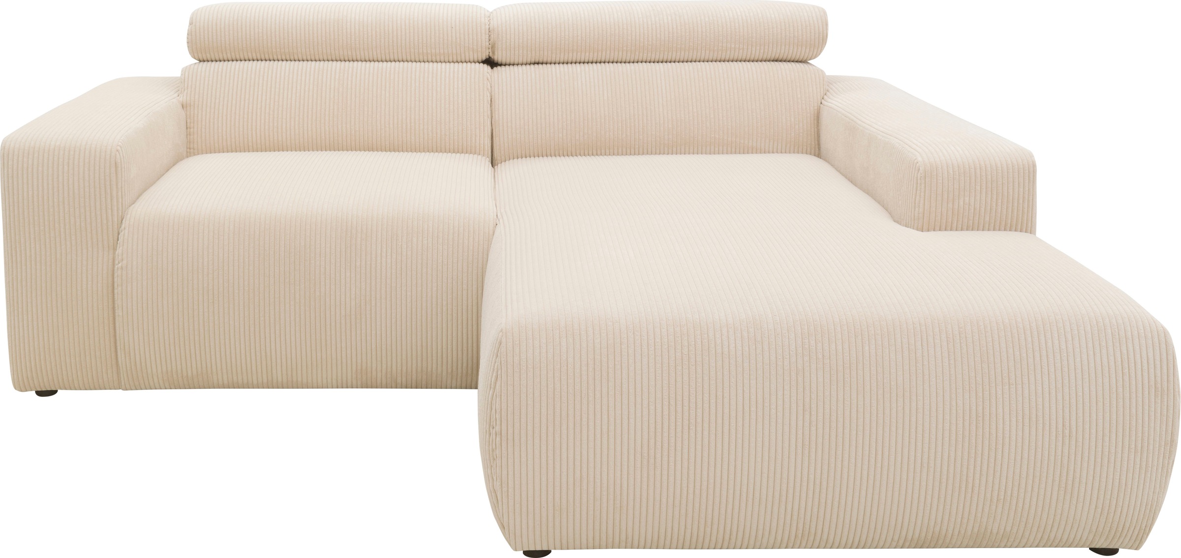Image of DOMO collection Ecksofa "BRANDON inkl. Kopfteilverstellung, 214x100x80 cm, L-Form" Cord, creme