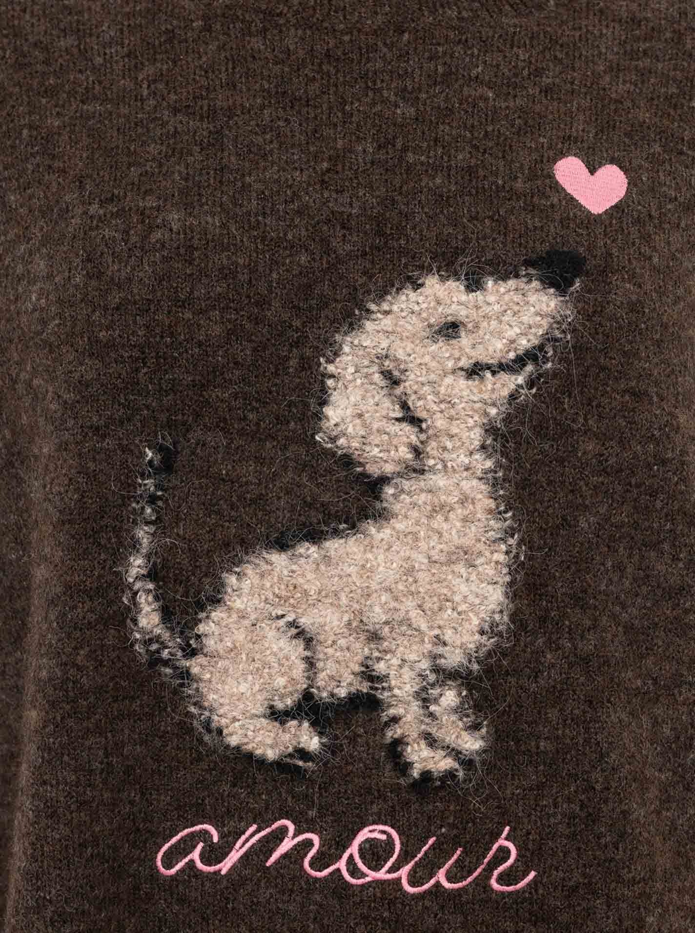 Zwillingsherz Strickpullover »"Dog Amour"« mit Hundemotiv, Rundhals, oversize, überschnittene Schultern, Strick