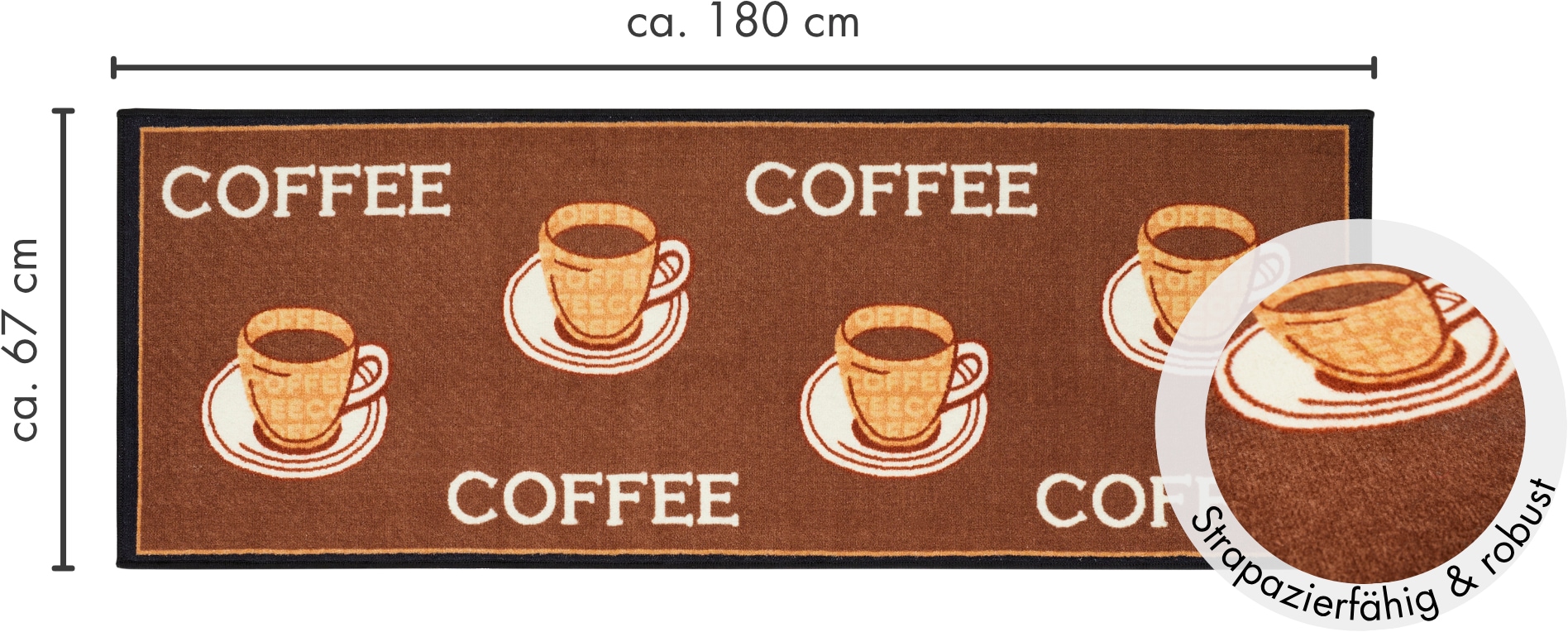 Andiamo Chemin de cuisine »Coffee« Rectangulaire 5 mm Höhe Motiv Kaffee, mit Schriftzug, Küche, Kundenliebling