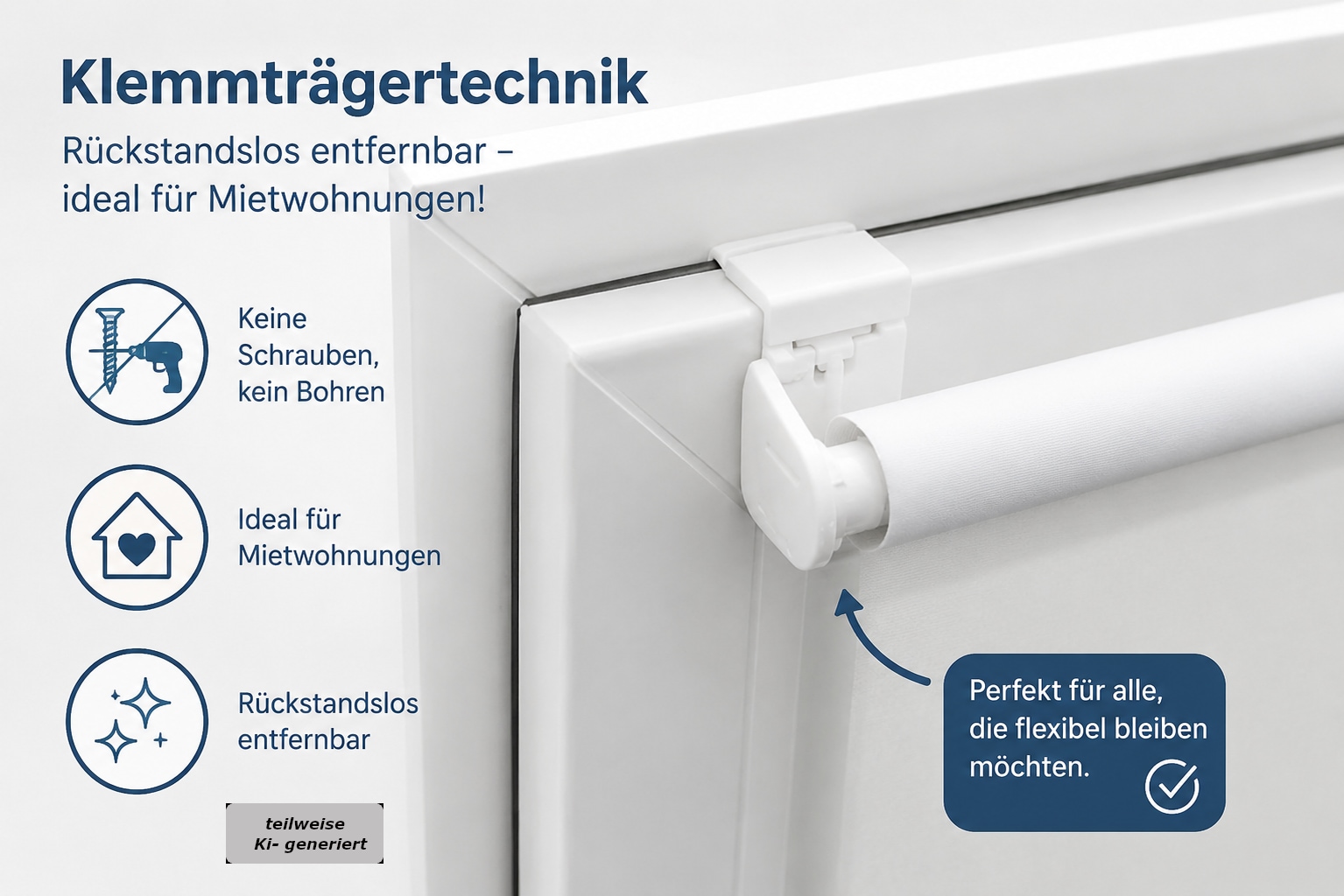 indeko Store à tirage latéral »Simply-Fix Klemmrollo« Opaque suspendu librement Verdunklung, Sichtschutz, UV-Schutz