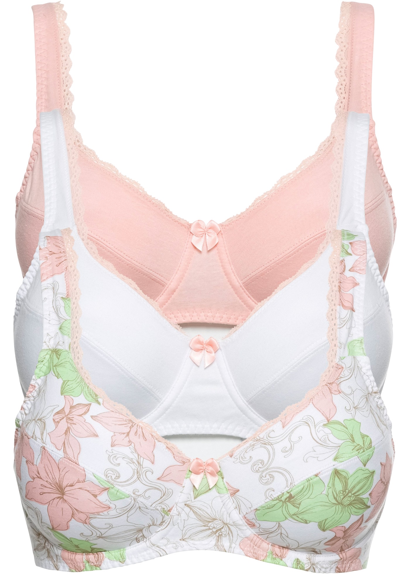 bonprix Soutien-gorge à armatures Paquet, 3 pièces im praktischen 3er-Pack, mit eingearbeitetem Bügel, aus Baumwolle