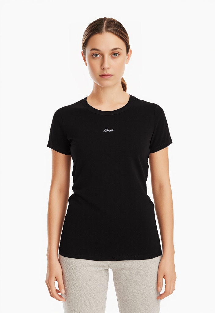 Image of BOSS ORANGE T-Shirt "Elogo Premium Damenmode" mit Label-Stitching