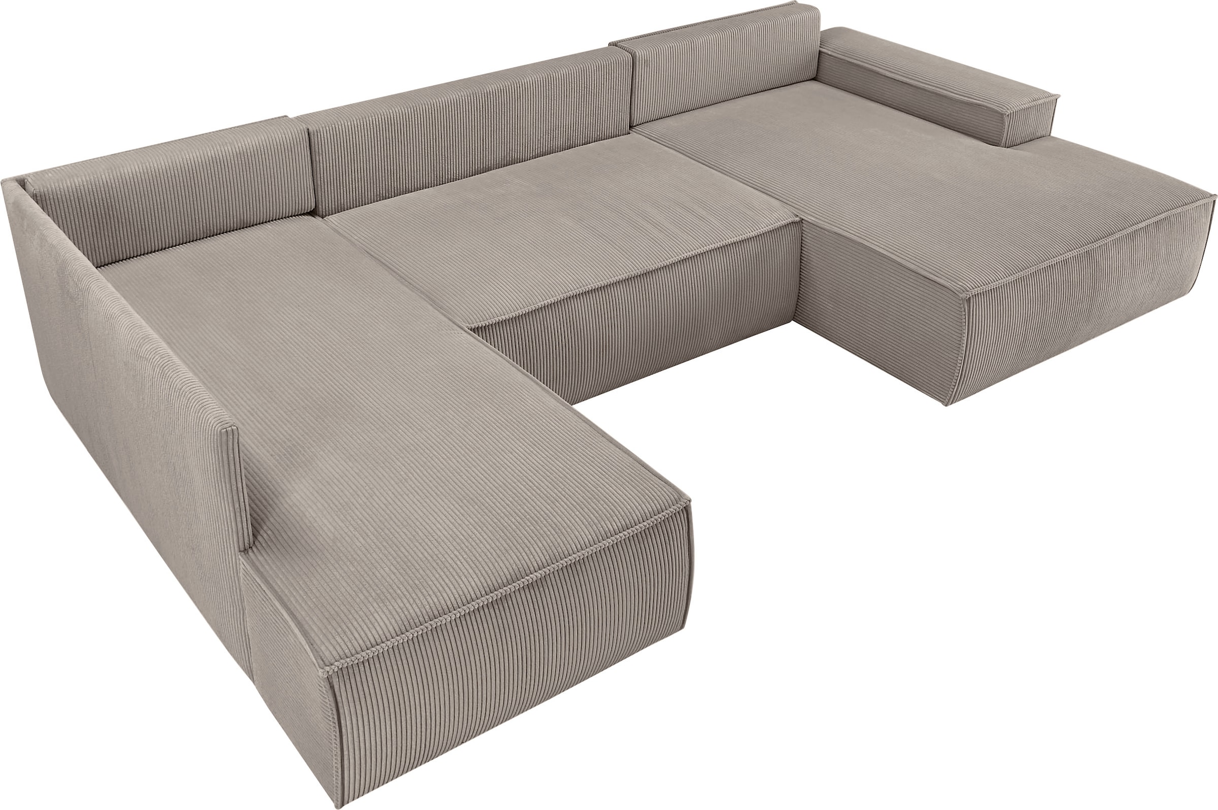 Home affaire Wohnlandschaft »SHERWOOD  329 cm, U-Form, Schlafsofa,« Schlaffunktion m. Bettkasten (194x139 cm), Cord, Vintage, Samtvelours