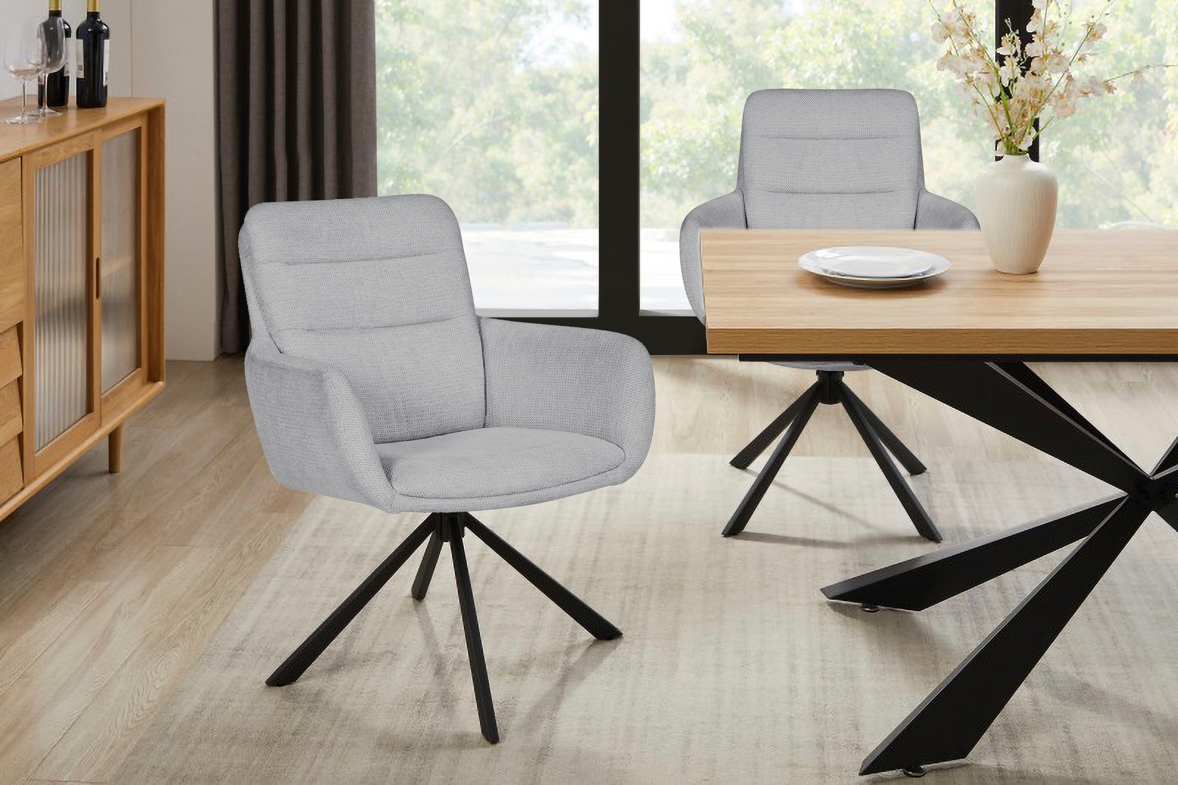 GOODproduct Esszimmerstuhl »Asly« () 1 Stk.mit hochwertigem Webstoff, Holzgestell und 360°-Funktion