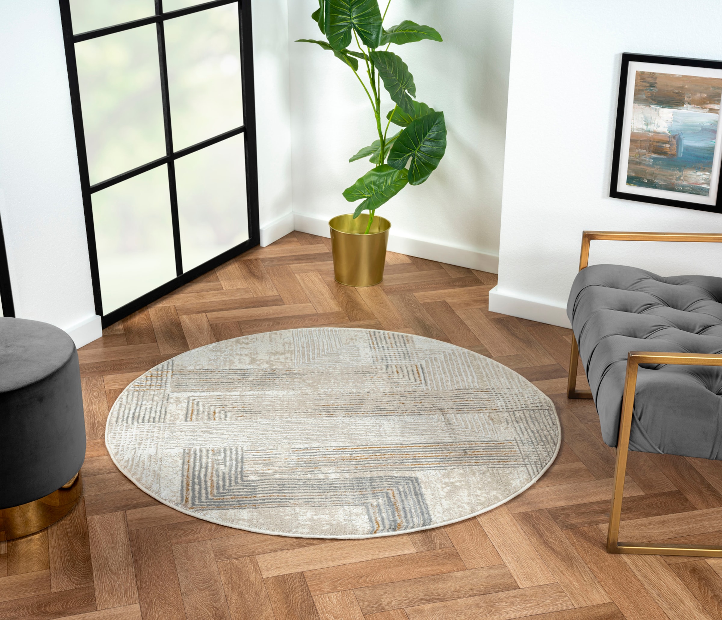 Image of Myflair Möbel & Accessoires Teppich "My Way" rund 10 mm Höhe Kurzflor, Retro-Design, besonders weich durch Microfaser