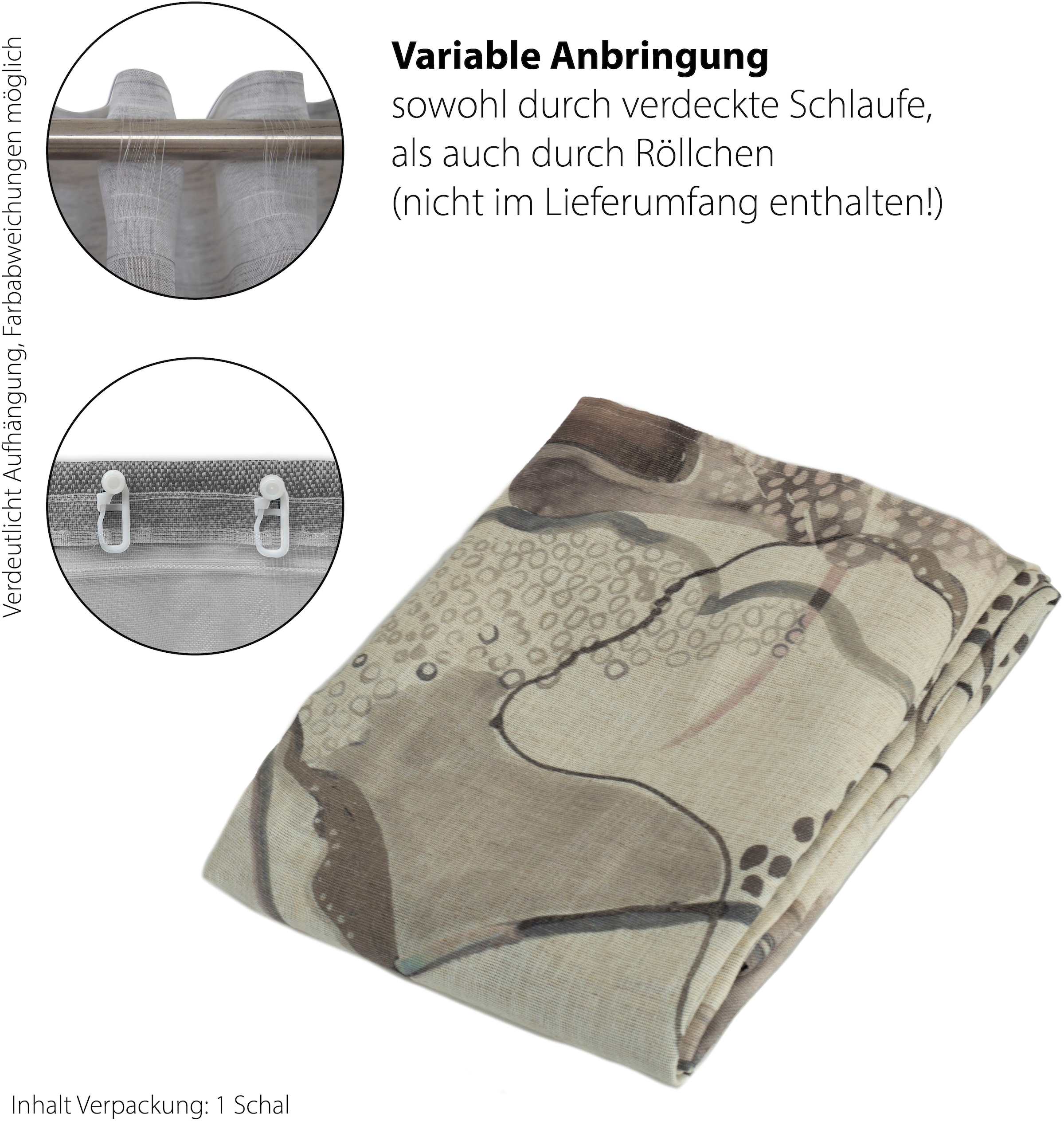 HOMING Vorhang »Kadlin« verdeckte Schlaufen 1 Stk. tlg. blickdicht, floral, Blumen, Wohnzimmer, Schlafzimmer