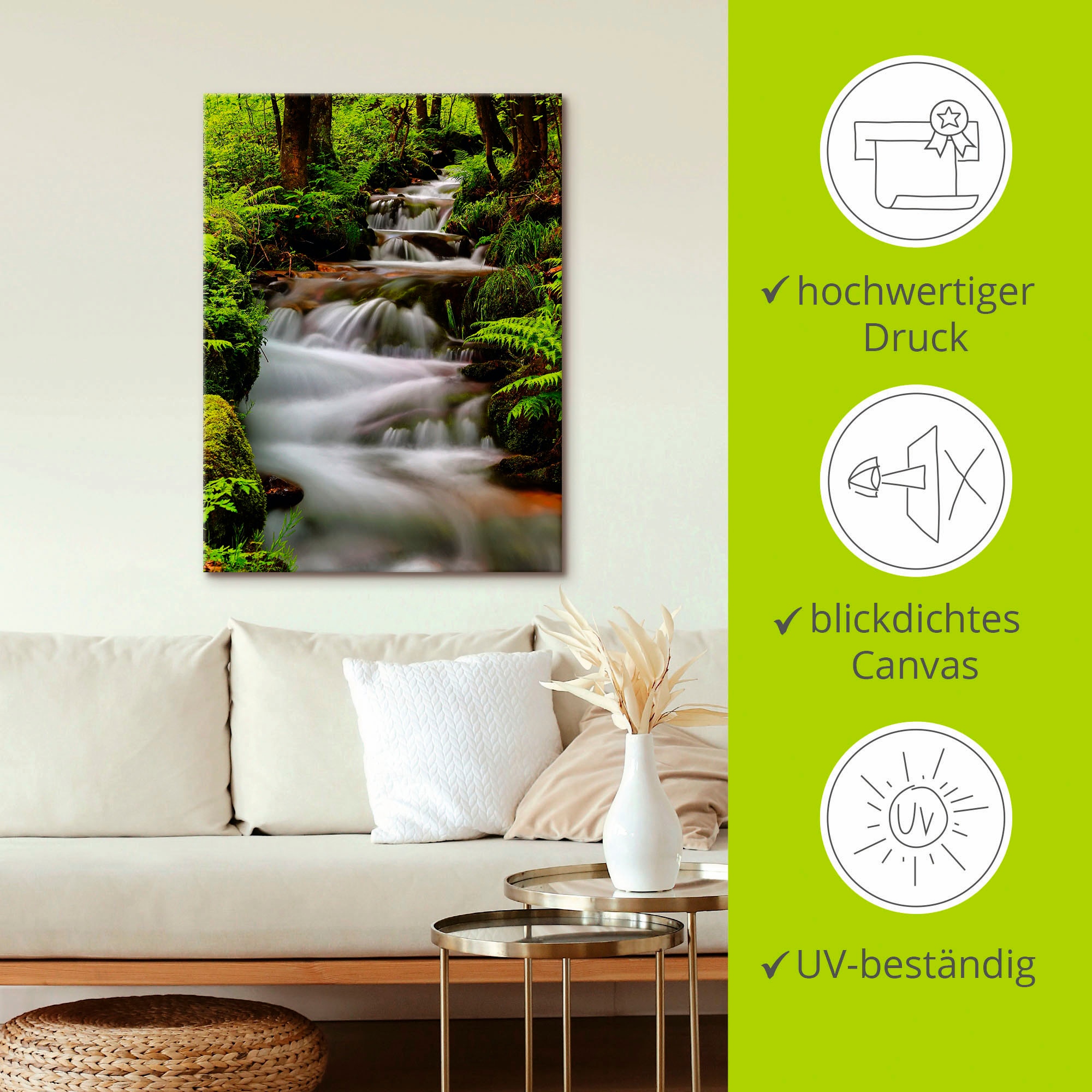 Artland Tableau sur toile »Schwarzwaldbach« 1 cuis tlg. auf Holzrahmen gespannt