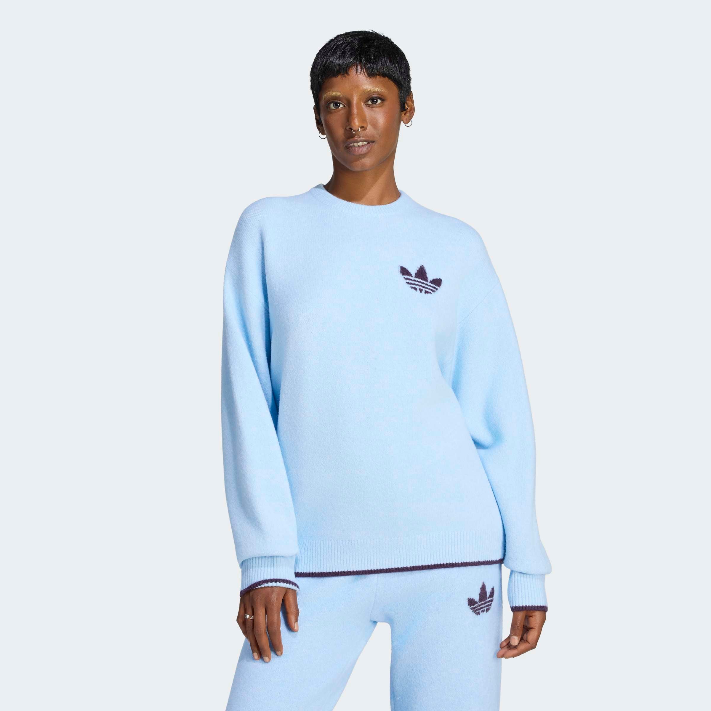 Image of adidas Originals Kapuzensweatshirt "ESS KNIT TIPPING CREW", sportlicher Stil, lockerer Schnitt, mit Kapuze, in Strickoptik