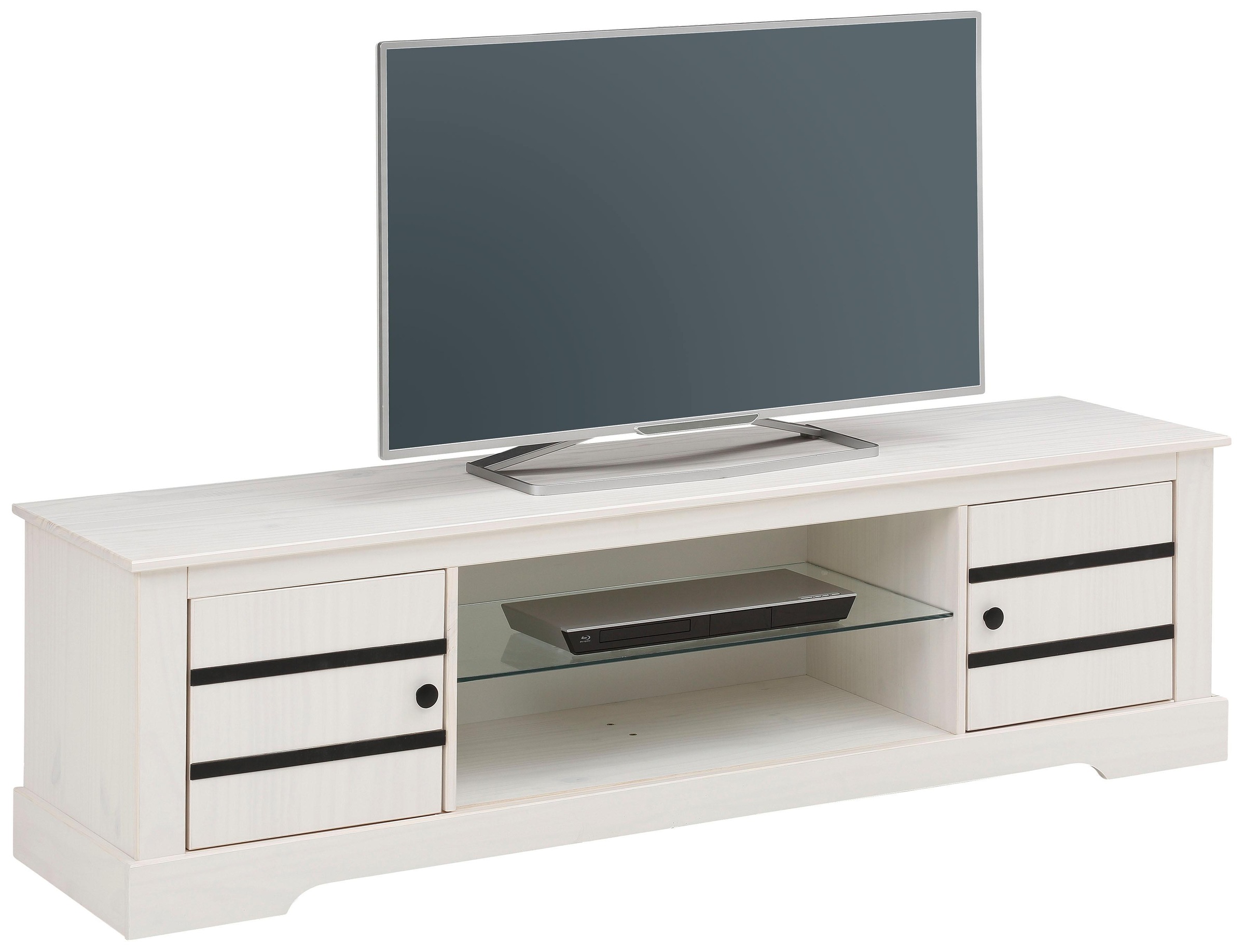 Image of Home affaire Lowboard »Loki«, aus massivem Kiefernholz, mit einem festen Glasboden, Breite 160 cm bei Ackermann Versand Schweiz