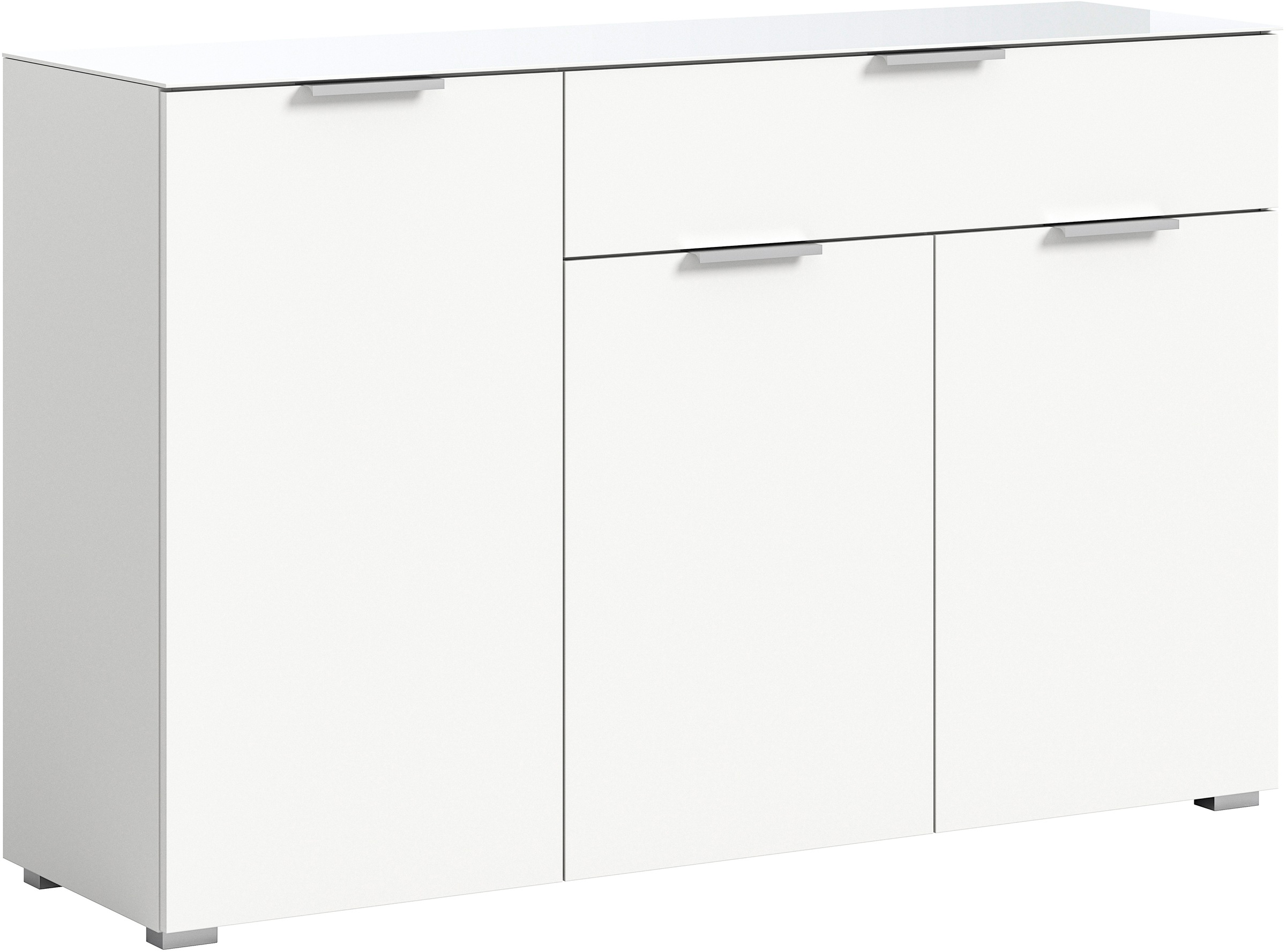 INOSIGN Sideboard »Raio, Breite 135 cm, 3 Türen, 1 Schubkasten, Oberboden mit Glasplatte«, Anrichte, Kommode, Schrank