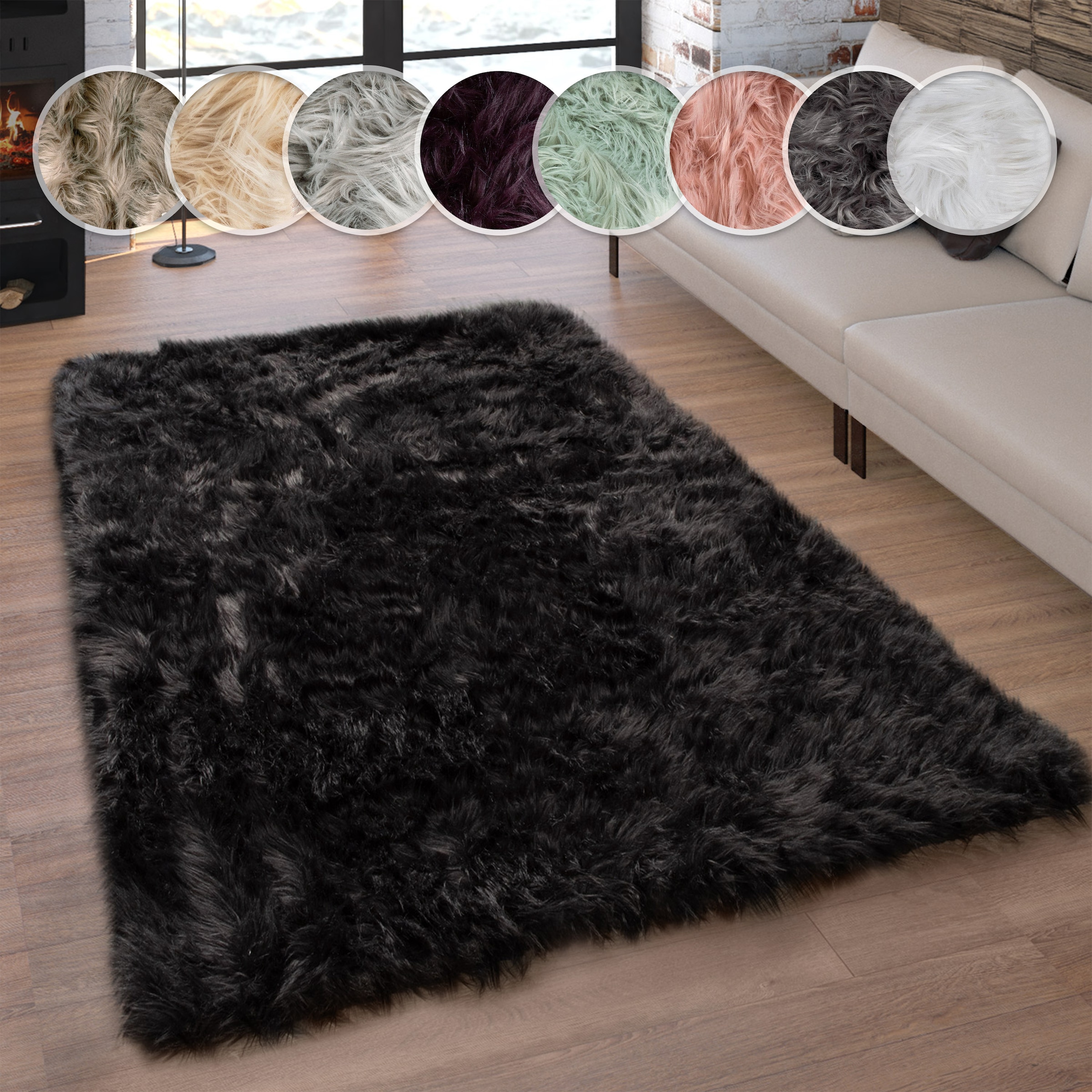 Image of Paco Home Fellteppich "Playa 960" rechteckig 64 mm Höhe Kunstfell, Flokati-Optik, Hochflor, weich und flauschig, Uni-Farben