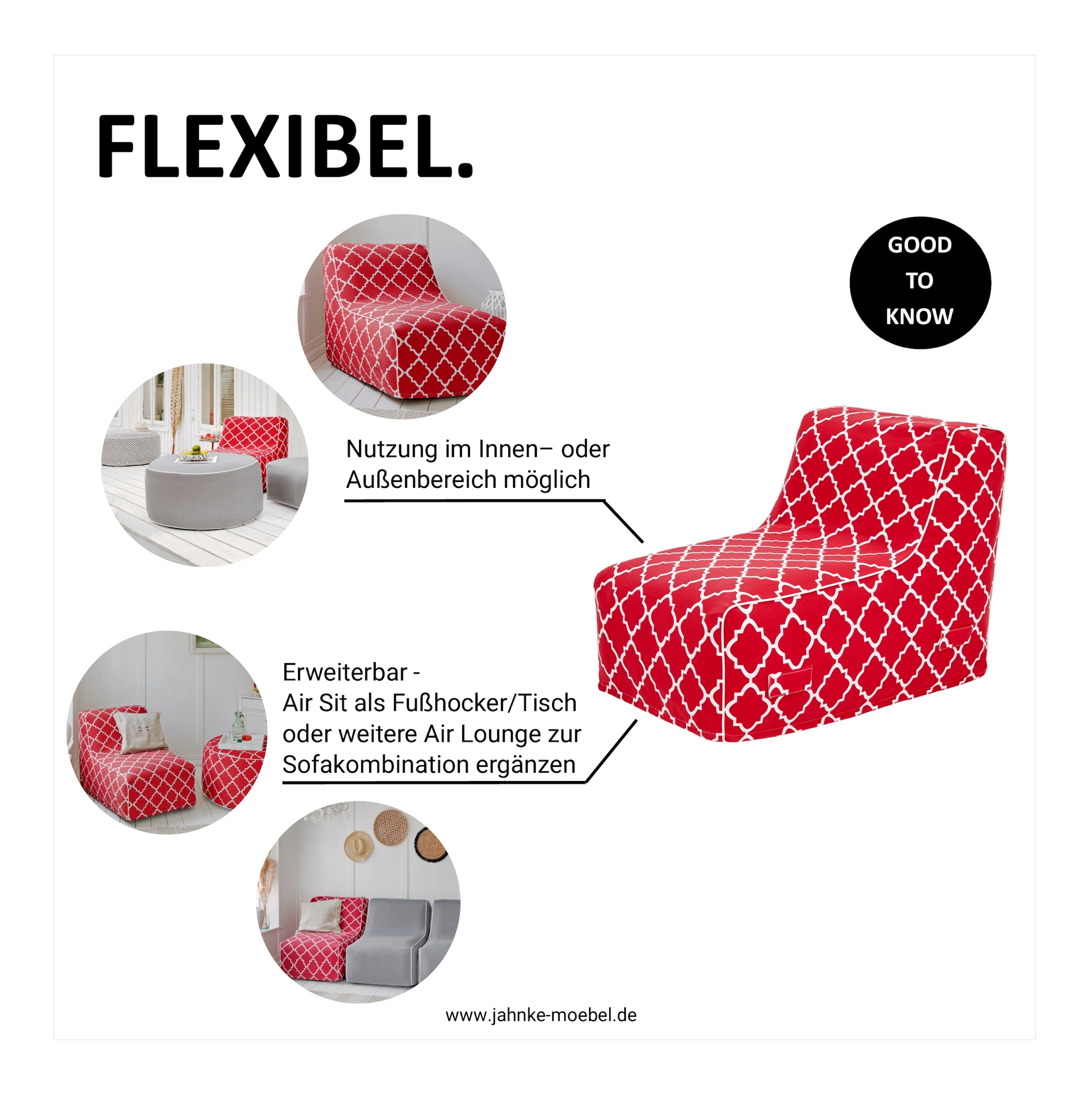 Jahnke Loungesessel »AIR LOUNGE« 1 Stk. tlg. aufblasbar, Indoor & Outdoor, 60 cm Sitztiefe