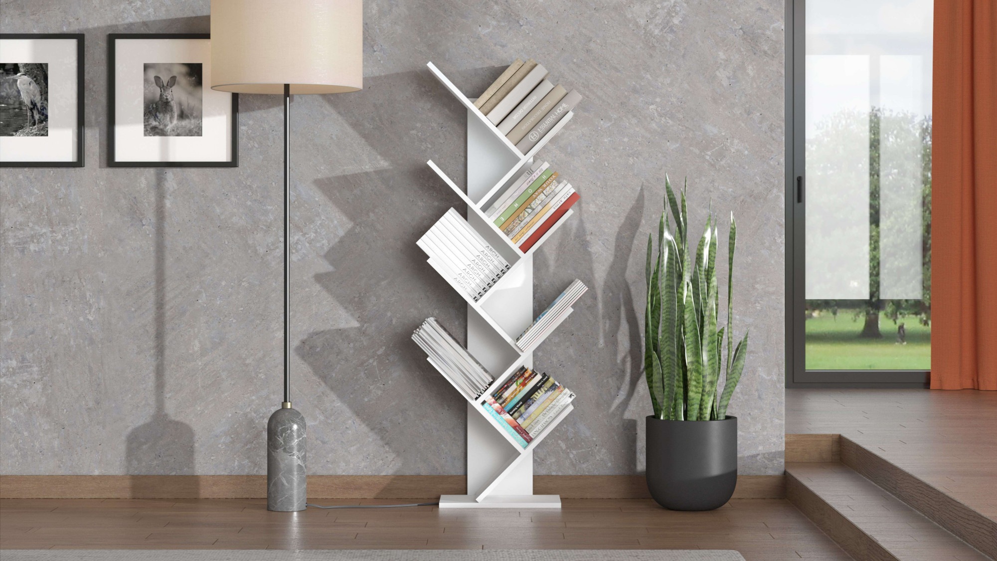 Home affaire Bücherregal "Monopoli, Standregal, Holzdesign, Wandregal, Dekoregal, Ast-Optik" Modernes Baum-Design Bücherregal in 2 Farben ? stilvoll und kompakt