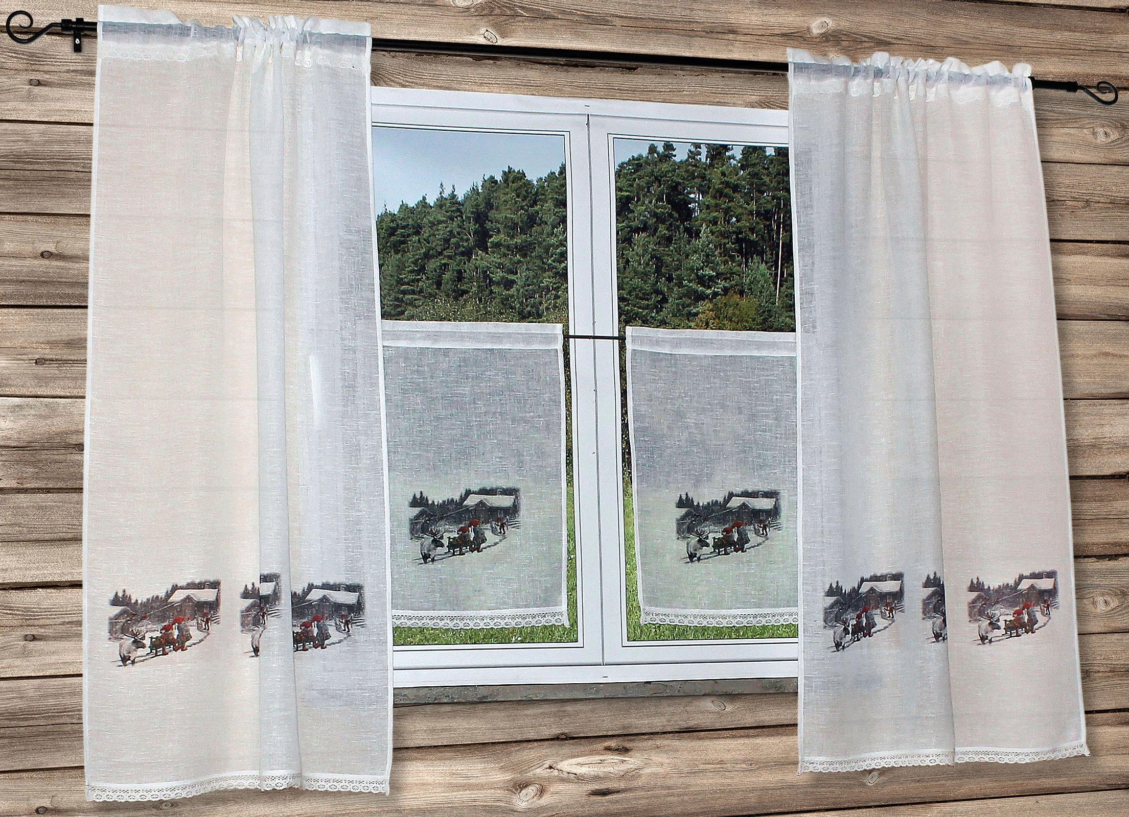 Image of HOSSNER - ART OF HOME DECO Gardine "Wintermärchen" Stangendurchzug 1 Stk. tlg. Landhaus-Look