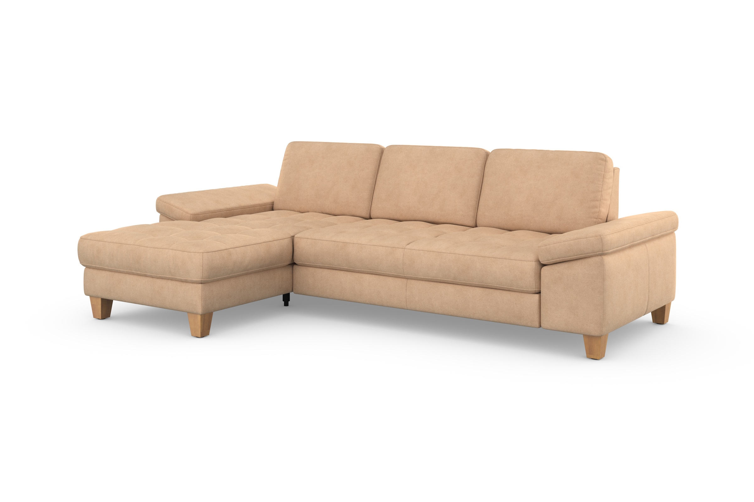sit&more Ecksofa »Westham L-Form«, mit Recamiere, mit oder ohne Bettfunktion, Bettkasten, Füsse Eiche