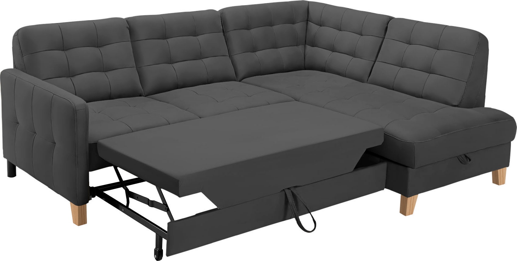 exxpo - sofa fashion Ecksofa »Elio, kompakt und komfortabel, bequem, zeitloses Design, L-Form«, wahlweise mit Bettfunktion und Bettkasten