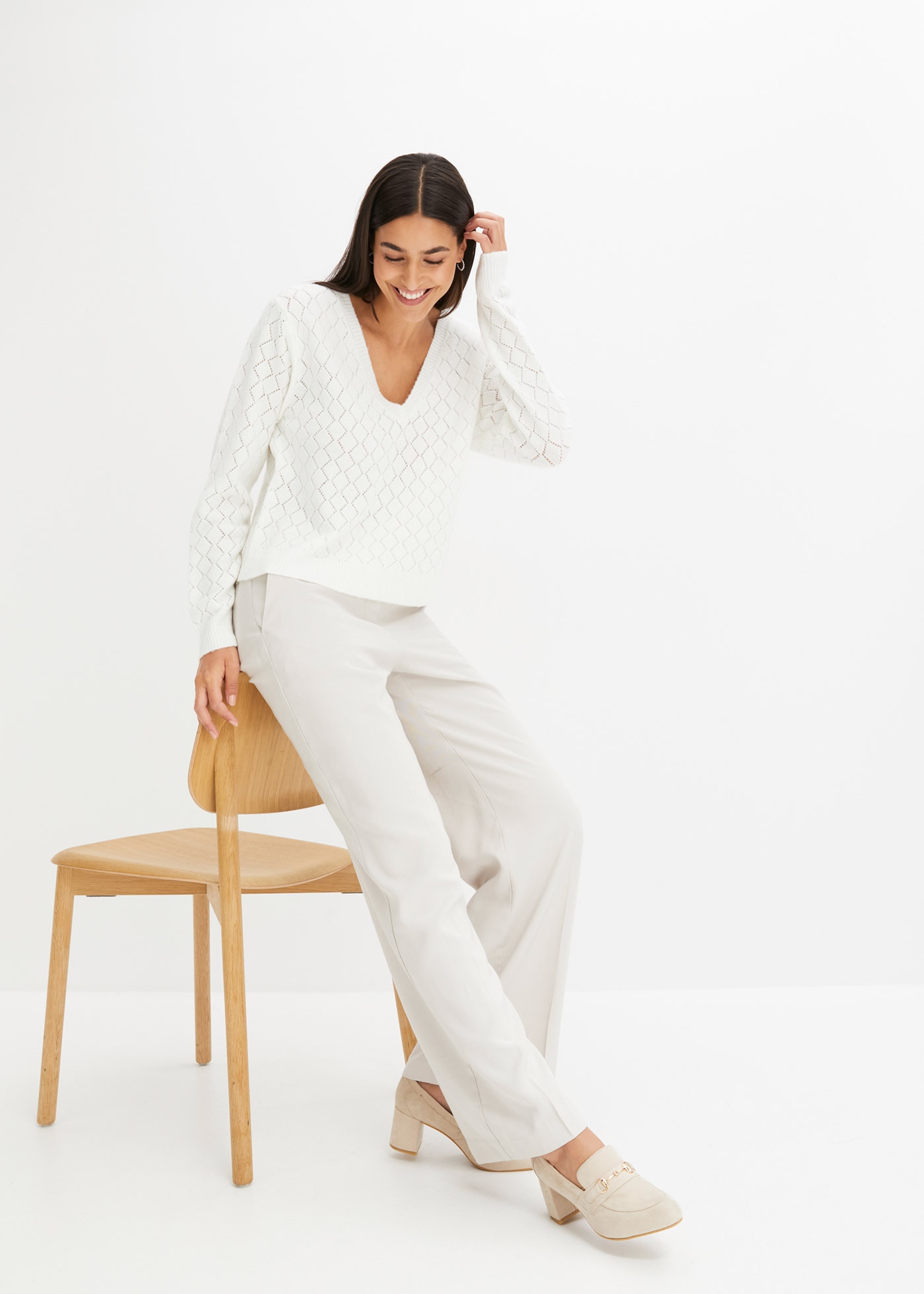 bonprix Ajourpullover »Ajour-Pullover« aus Polyacryl, Polyester und Elasthan, mit Ajour-Lochmuster