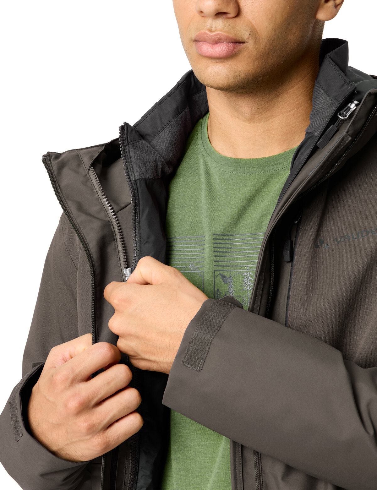 VAUDE Veste fonctionnelle 3 en 1 coupe-vent, imperméable, respirant, chaud
