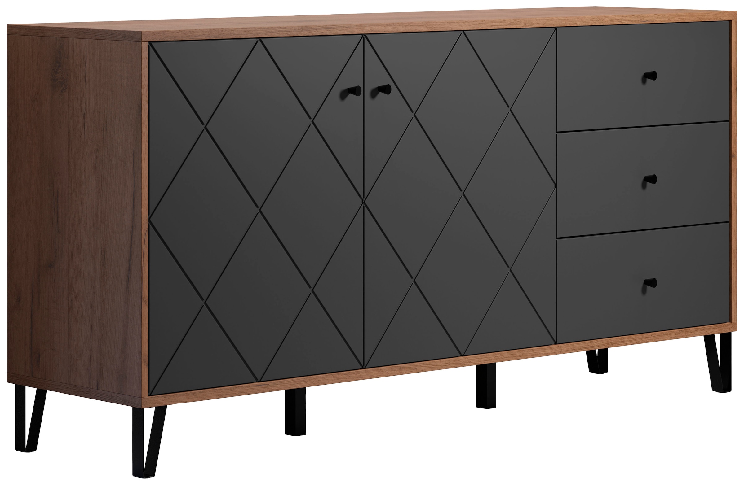 Places of Style Sideboard »Molveno«, (1 St.), aussergewöhnliches Design mit strukturierten Fronten, Soft-Close