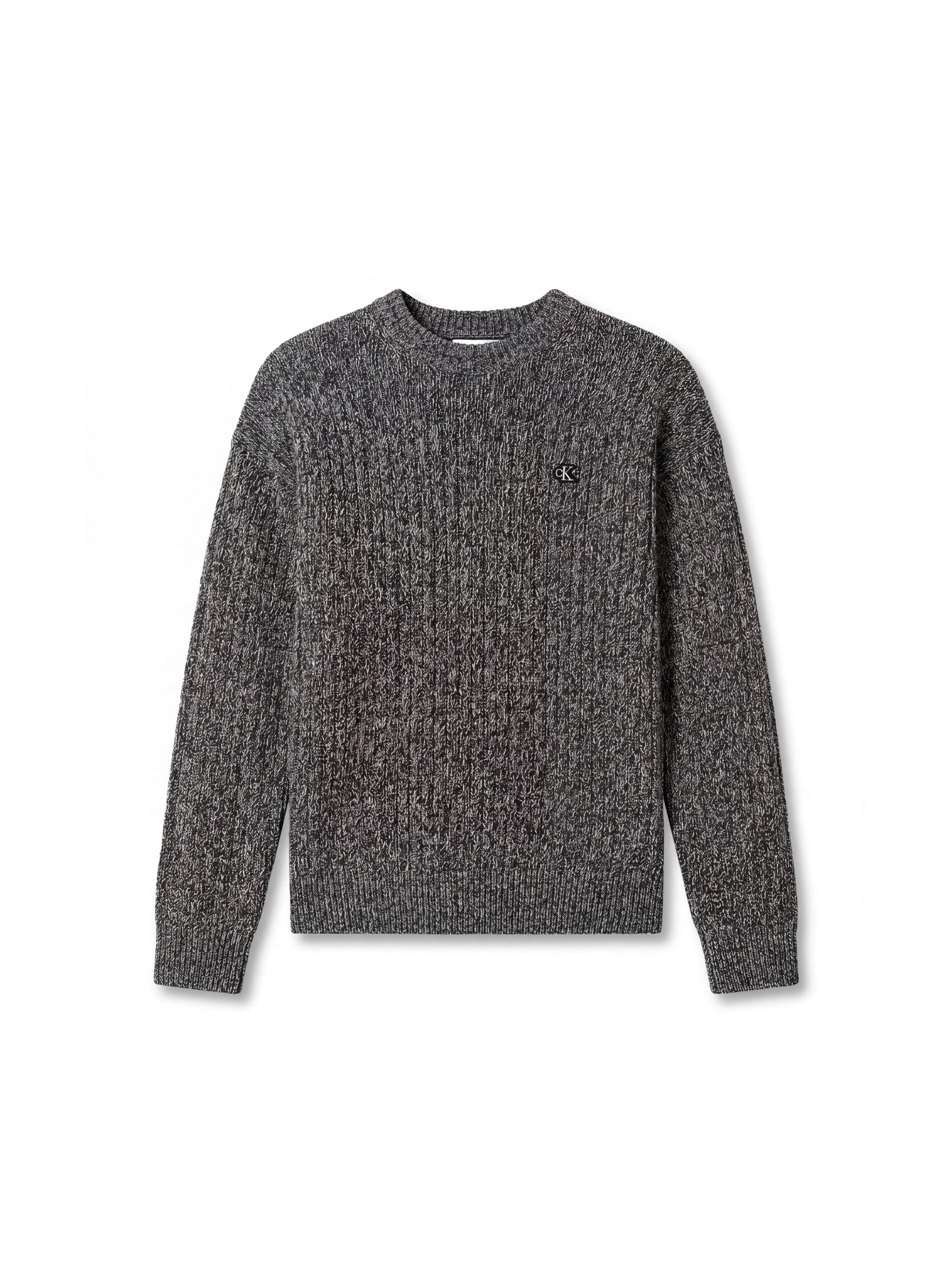 Calvin Klein Jeans Pull en tricot Tricot côtelé, coupe régulière, broderie de logo