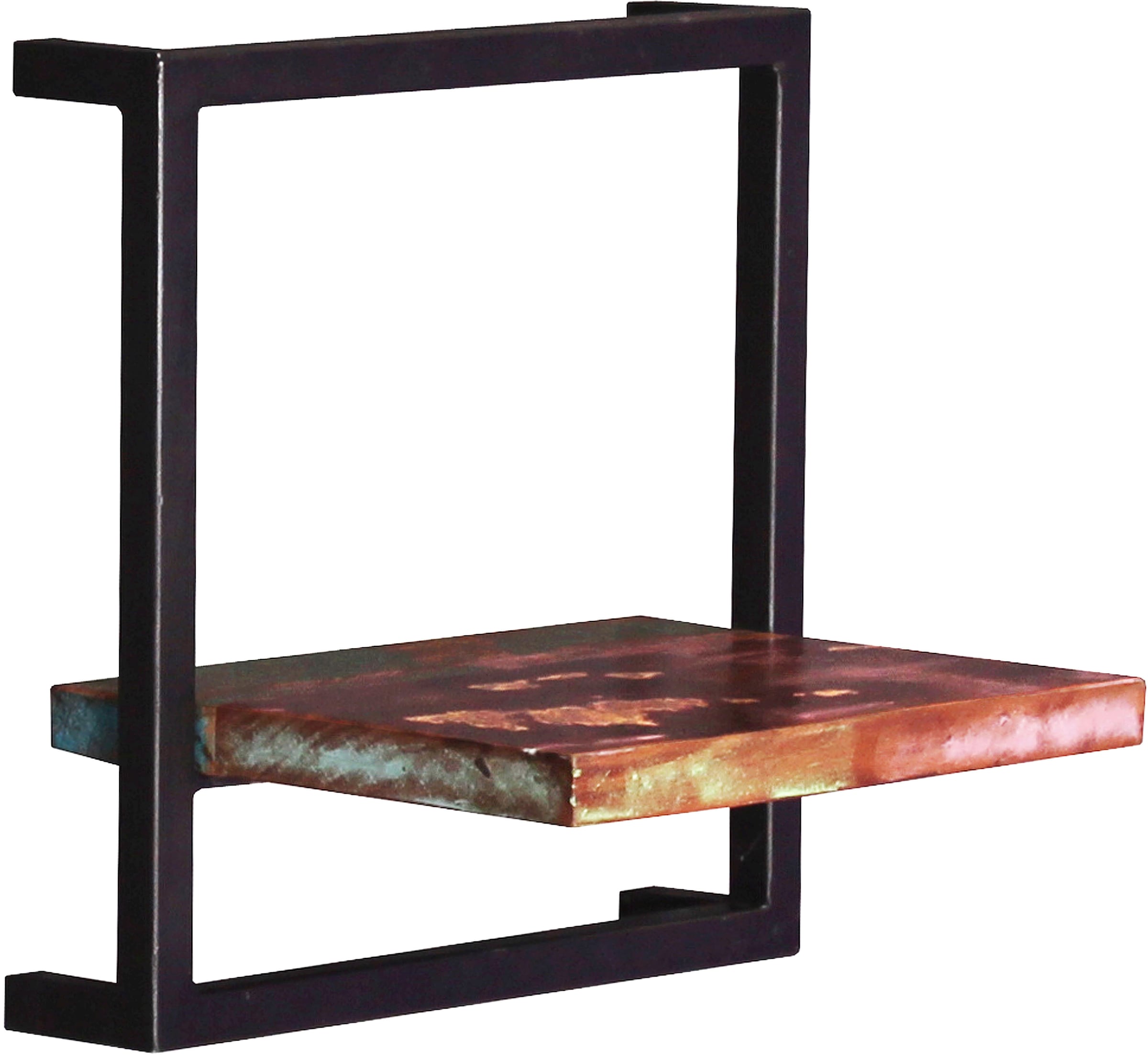 SIT Étagère murale »Strassburg 3-teilig aus Altholz mit schwarzem Metallrahmen« Ensemble,  2 étagères murales basses et 1 haute pour une décoration murale flexible