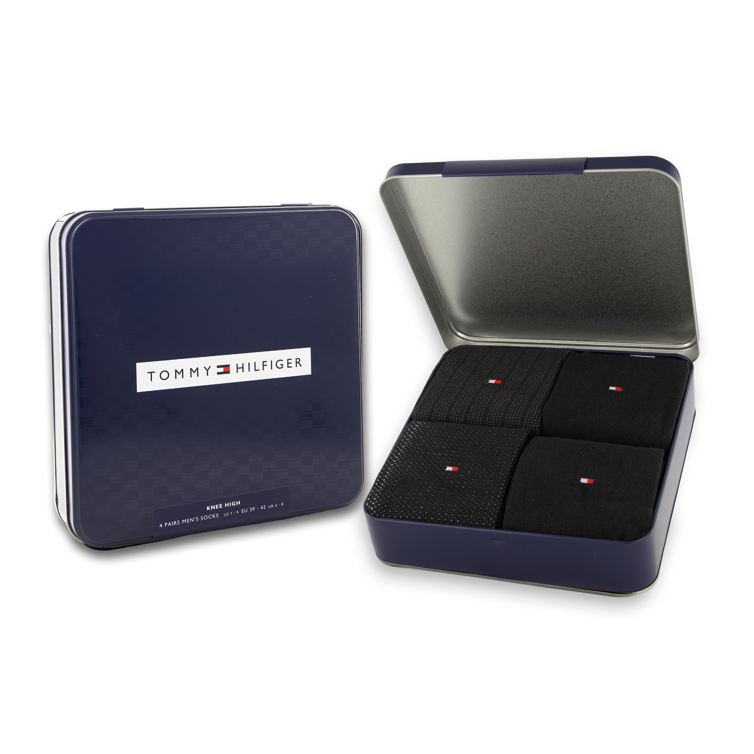 Tommy Hilfiger Kniestrümpfe »TH MEN KNEEHIGH 4P TIN GIFTBOX«, (4er Pack)
