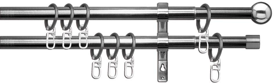 Image of GOODproduct Gardinenstange "Bari" Ø 16 mm 2 läufig-läufig ausziehbar stufenlos verstellbare Teleskopstange
