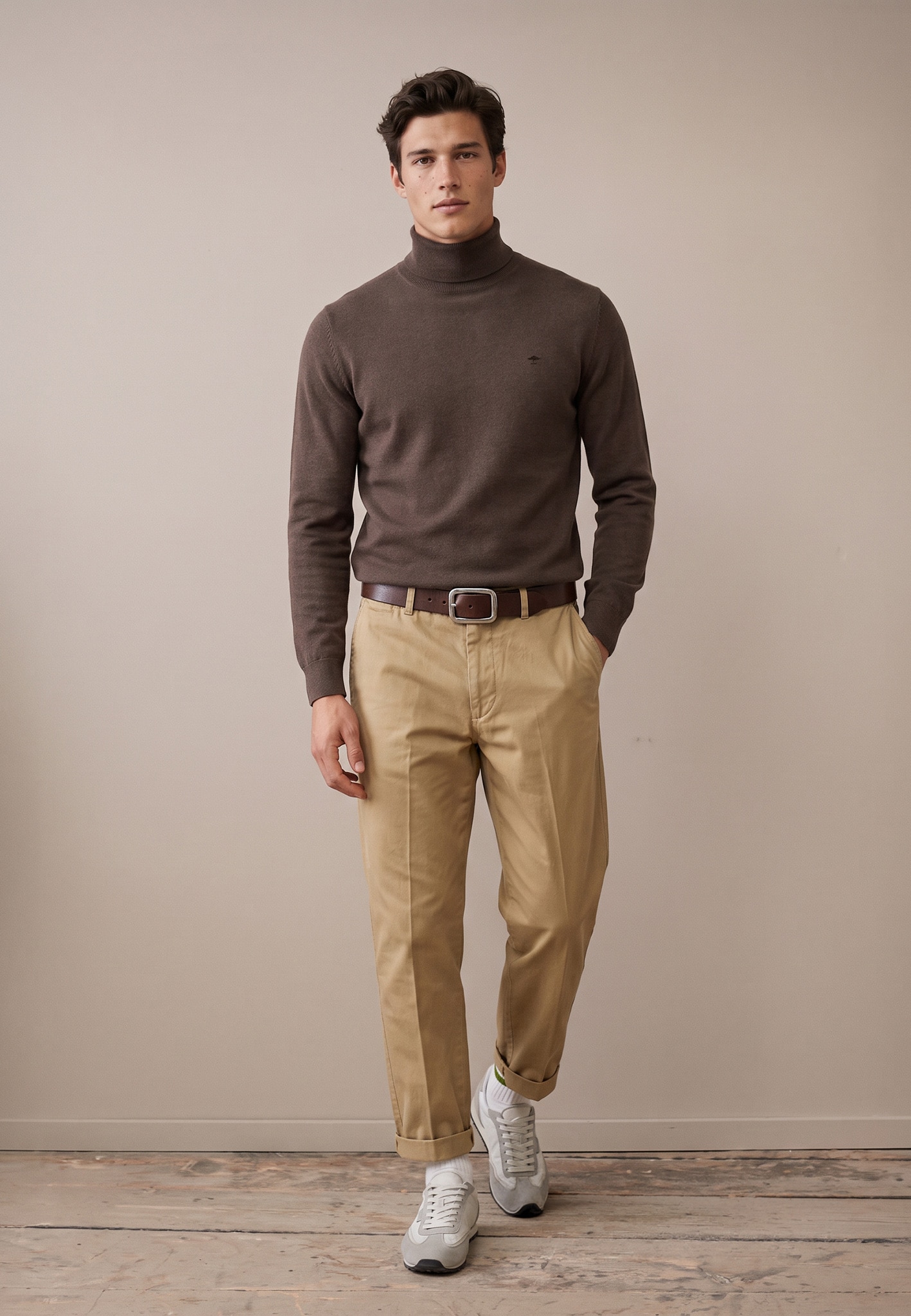 FYNCH-HATTON Rollkragenpullover mit Logostickerei