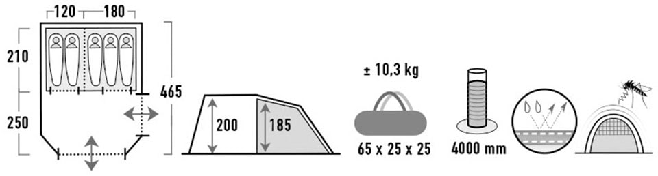 High Peak Tunnelzelt »Ancona 5.0«, 4 Personen