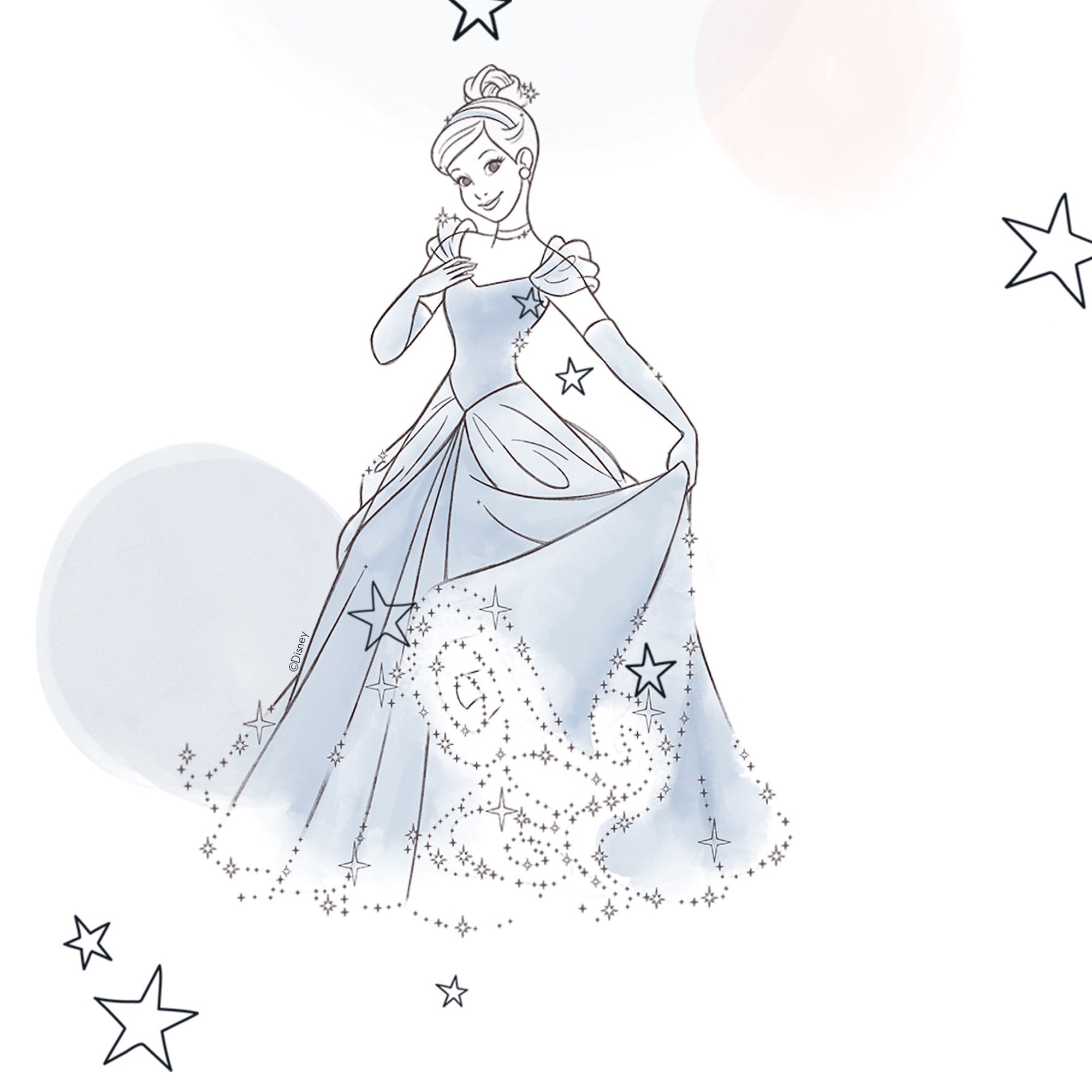 Komar Vliestapete »Princess Pretty Pastel« bedruckt glatt Rolle mit 53 x 1005 cm