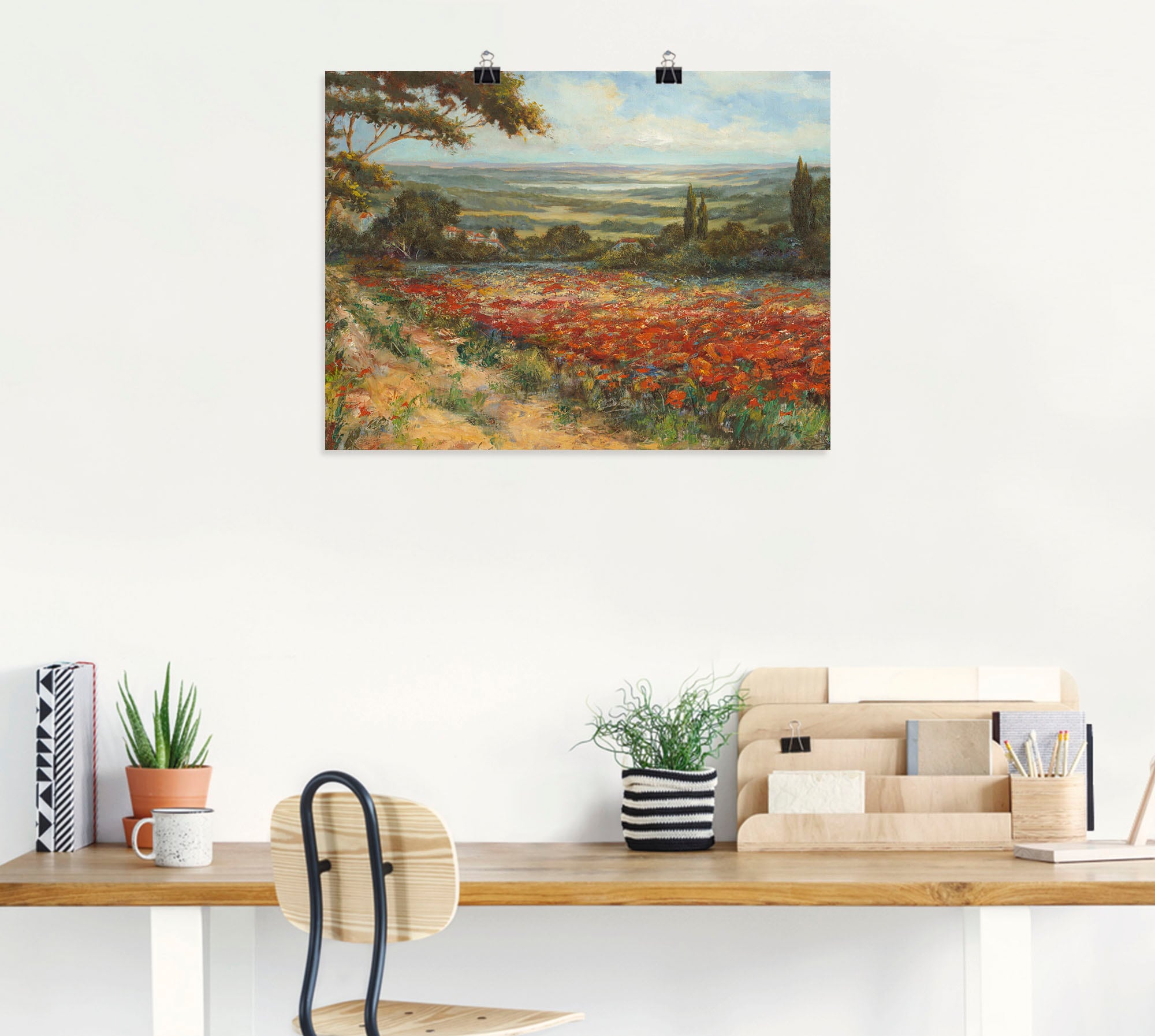 Artland Wandbild »Weg am Mohnfeld«, Wiesen & Bäume, (1 St.), als Leinwandbild, Poster in verschied. Grössen