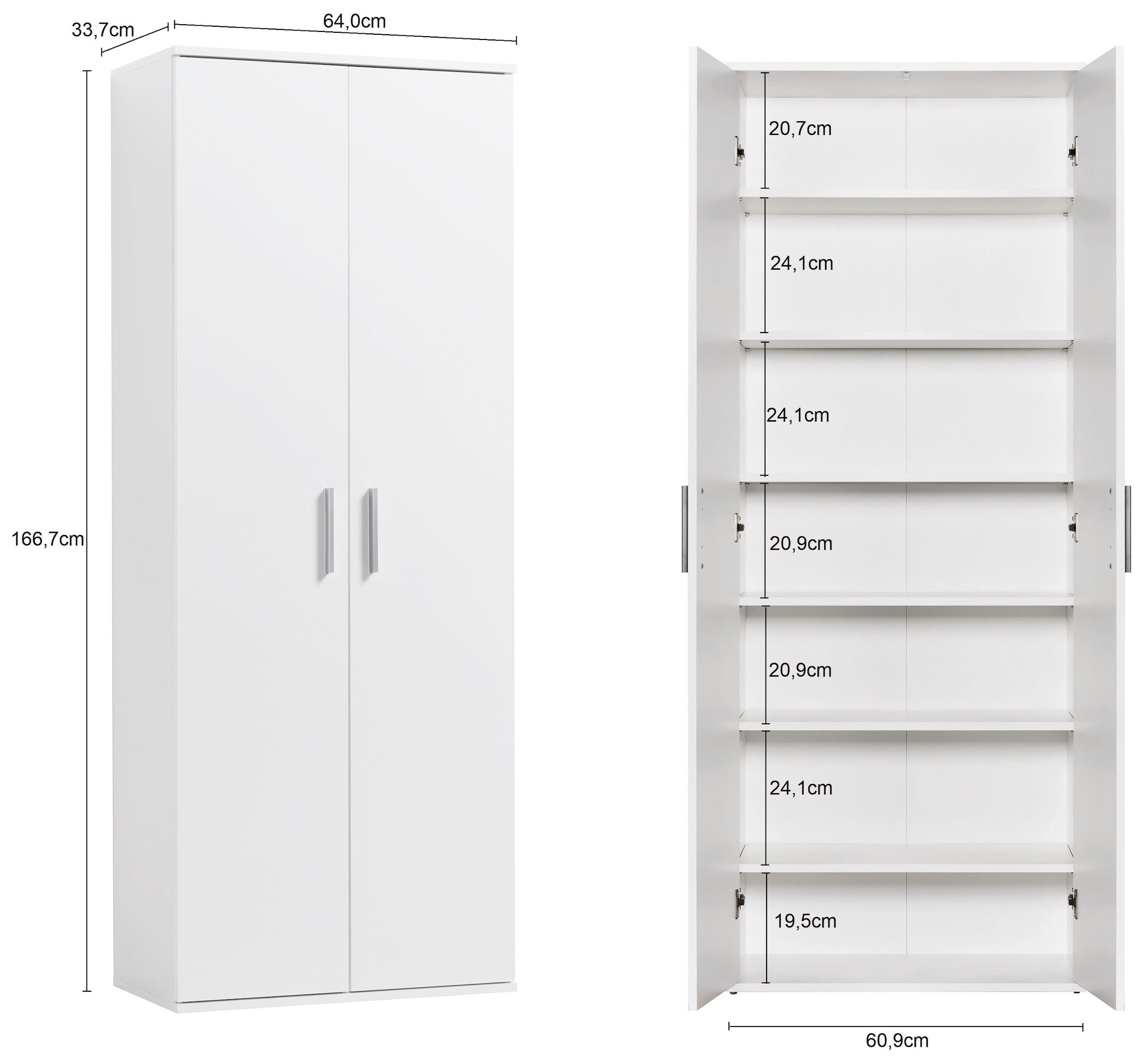 Procontour Armoire multi-usages »Schrank Clara !« hauteur 167cm avec étagères réglables en hauteur