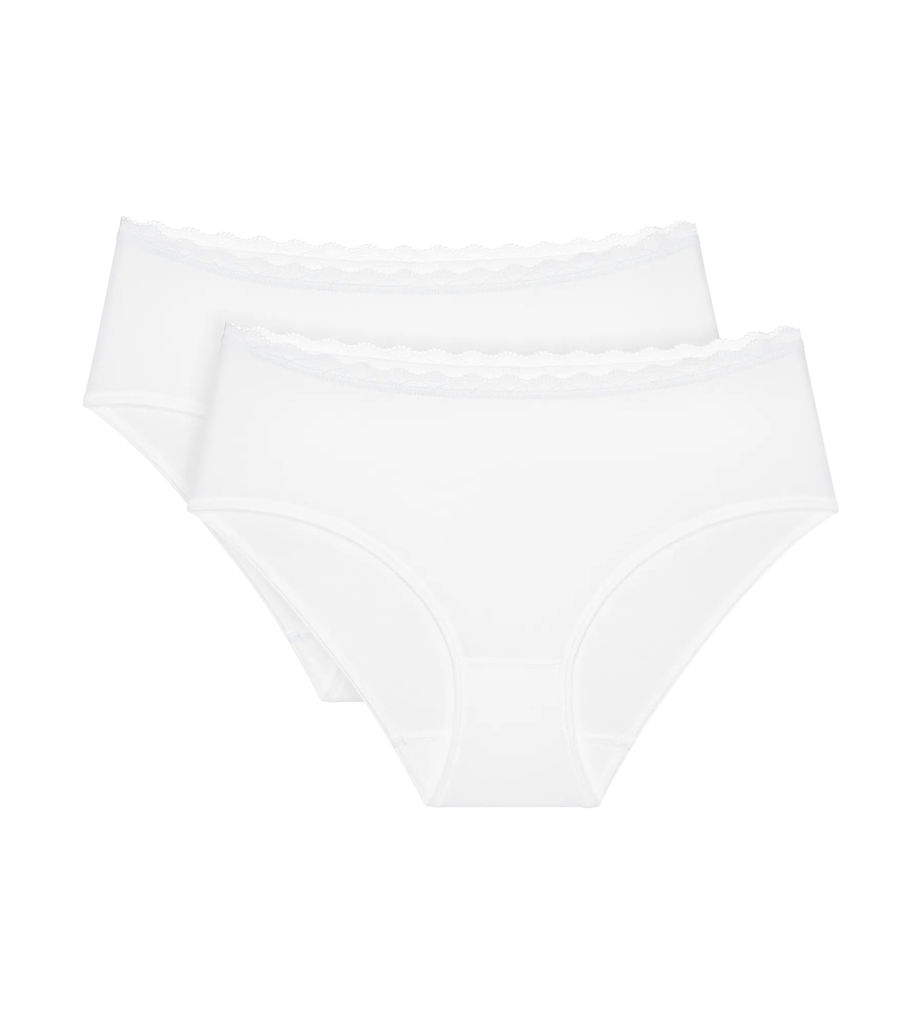 Image of Triumph Midislip "Feel Of Cotton" 2er Pack, weich, ohne Seitennaht, schmales Spitzenband