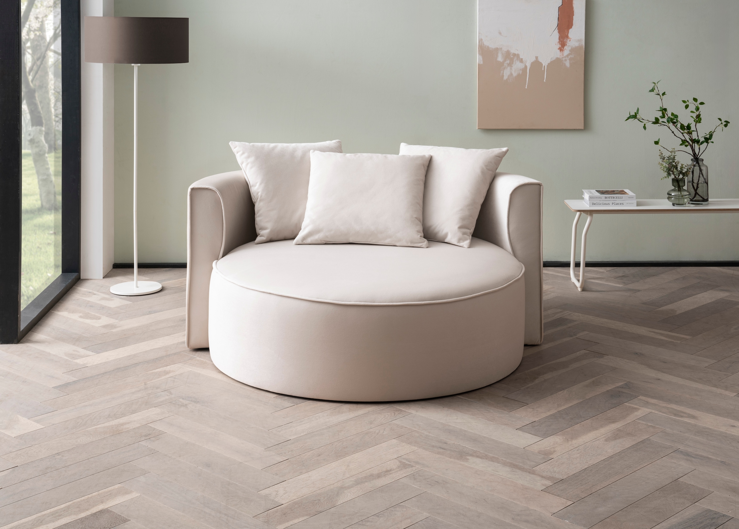 LeGer Home by Lena Gercke XXL-Sessel »Isalie, Lesesessel, Loveseat, inklusive Zierkissen«, extra grosse Sitzfläche, optional mit Hocker, moderne Farben