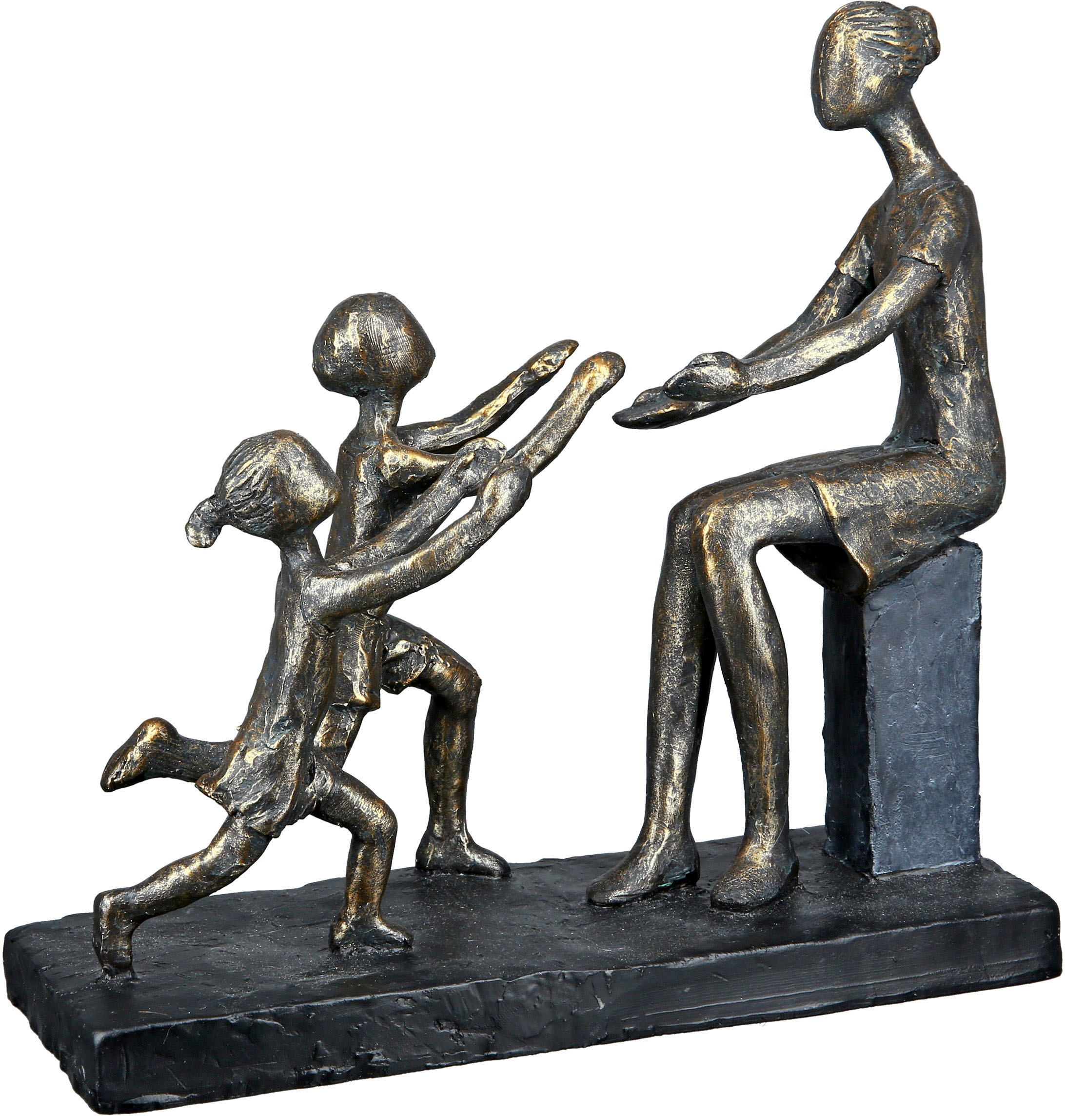 Image of Casablanca by Gilde Dekofigur »Skulptur In meine Arme, bronzefarben/grau«, (1 St.), Dekoobjekt, Höhe 23 cm, Mutter mit Kindern, auf schwarzer Basis, antikfinish, Wohnzimmer bei Ackermann Versand Schweiz