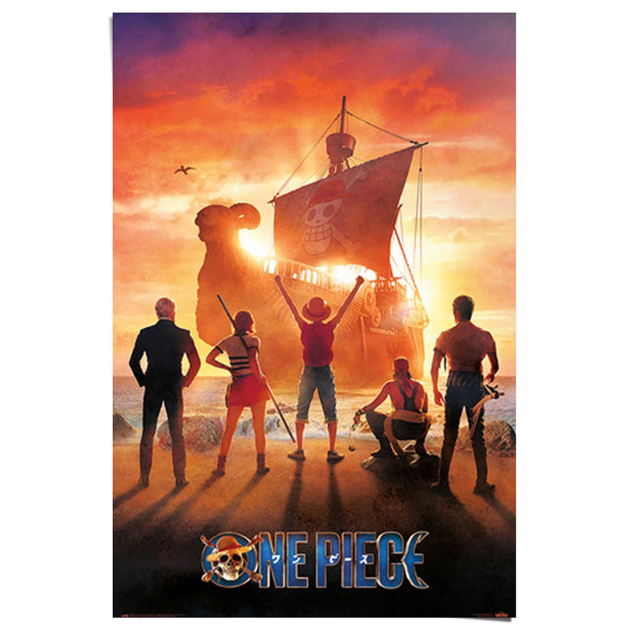 Image of Reinders Poster "One Piece - straw hat pirates" Teenager Zimmer - Orange - 150 gr. Papier - Cartoons - 61x91,5 cm