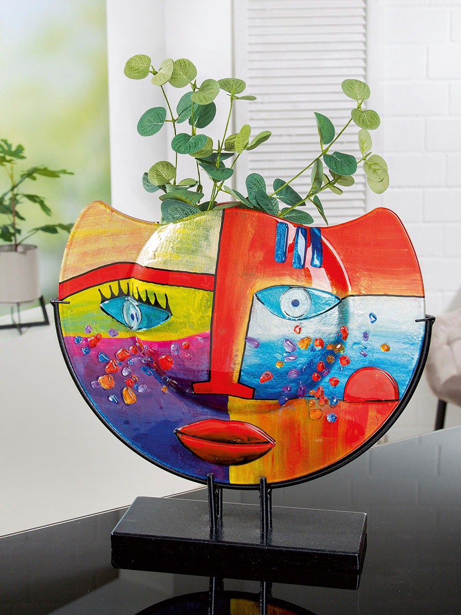 Casablanca by Gilde Tischvase »Fashion, Dekovase«, (1 St.), Vase aus Glas, mit schwarzem Metallfuss, Höhe ca. 35 cm