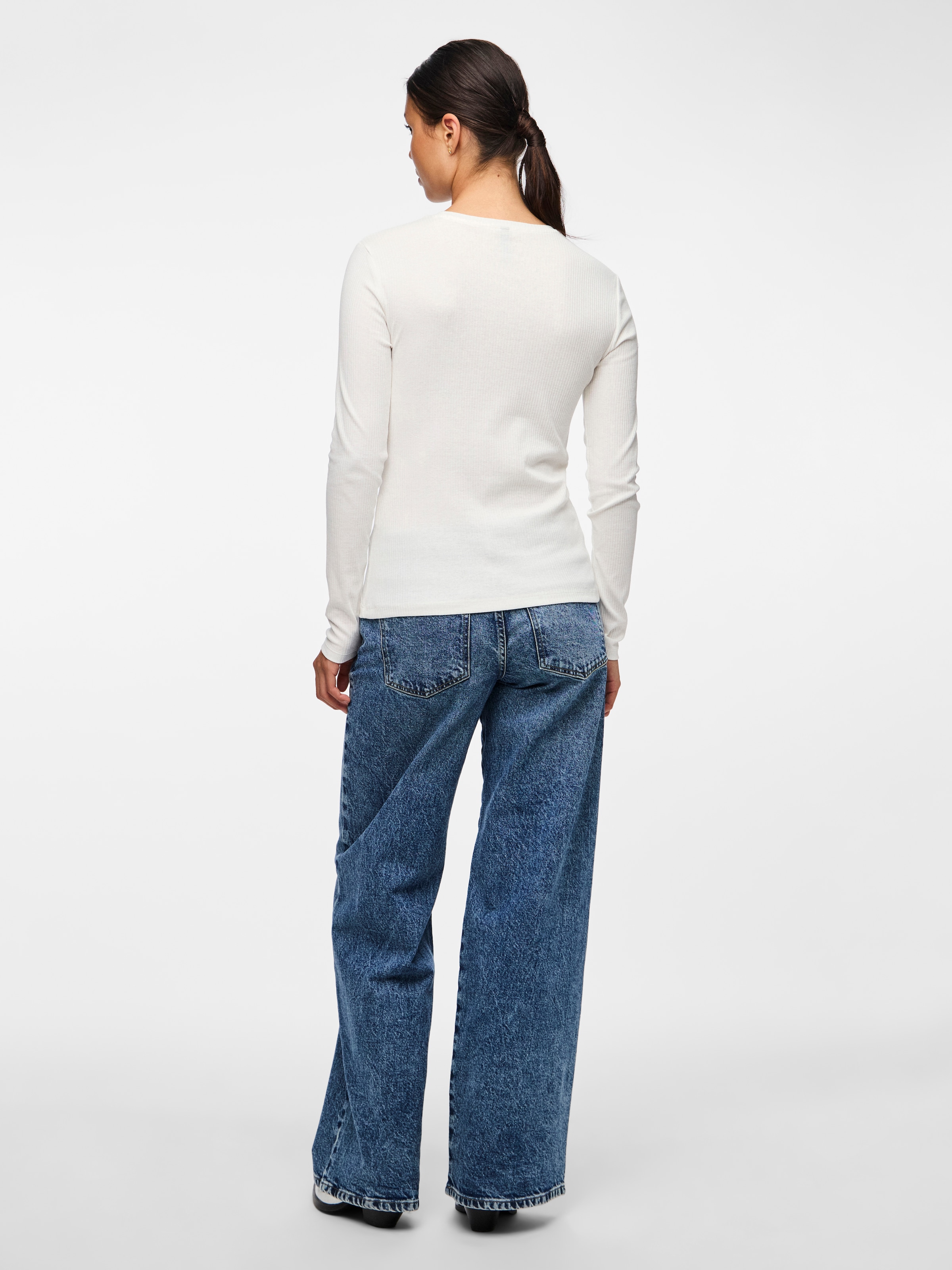 pieces T-shirt à manches longues »PCRUKA LS TOP NOOS BC« Mélange de coton, coupe slim