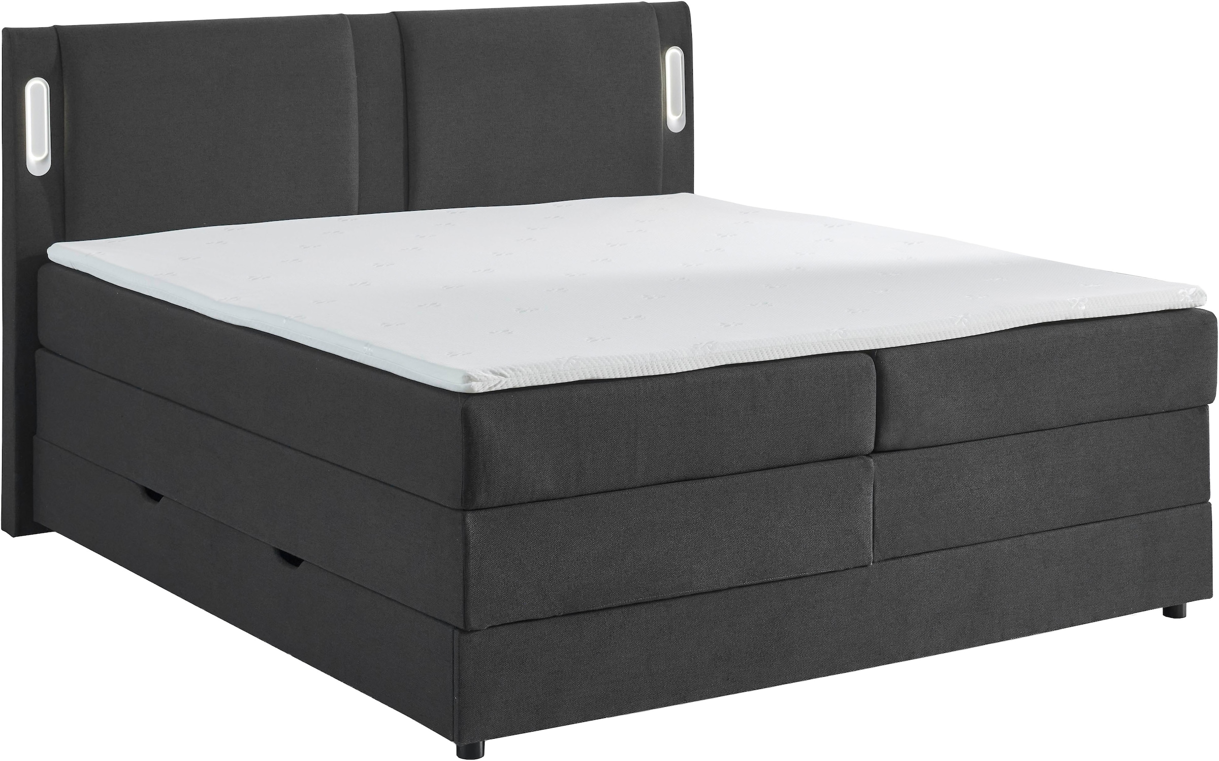 INOSIGN Boxbett »Elverta inkl. Bettkasten und LED-Beleuchtung«, erhältlich in der Breite 180x200cm, Kopfteil in Kissenoptik