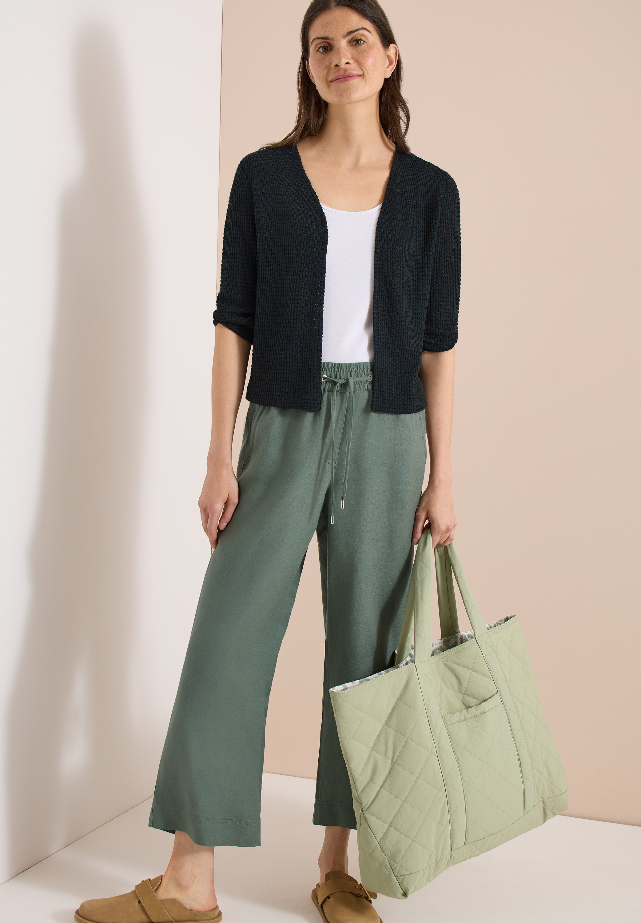 Cecil Shirtjacke Offene 3/4-Arm Jacke im Ajour-Look