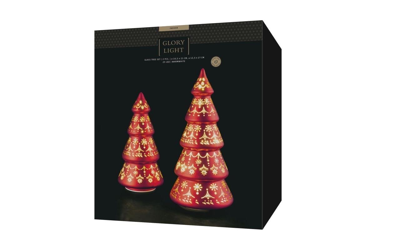 STT LED Dekolicht »Tree Glas, Rot, 2-teilig« LED-Modul warmweiss