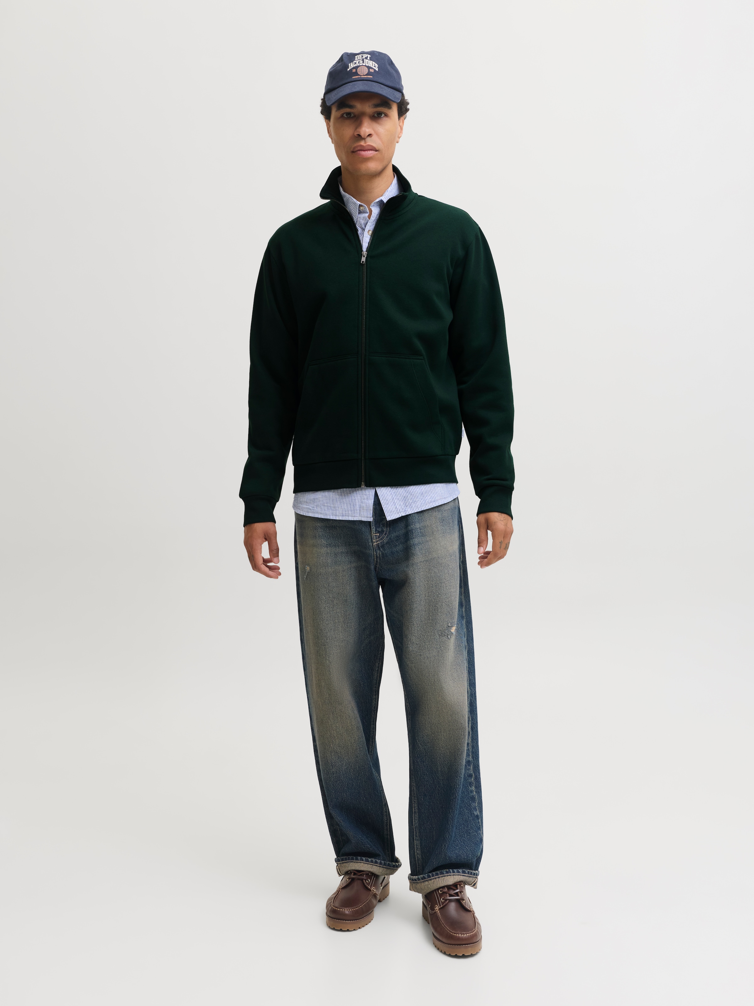 Jack & Jones Veste sweat »JJEBRADLEY SWEAT ZIP HN NOOS« mélange de matériaux, coupe régulière